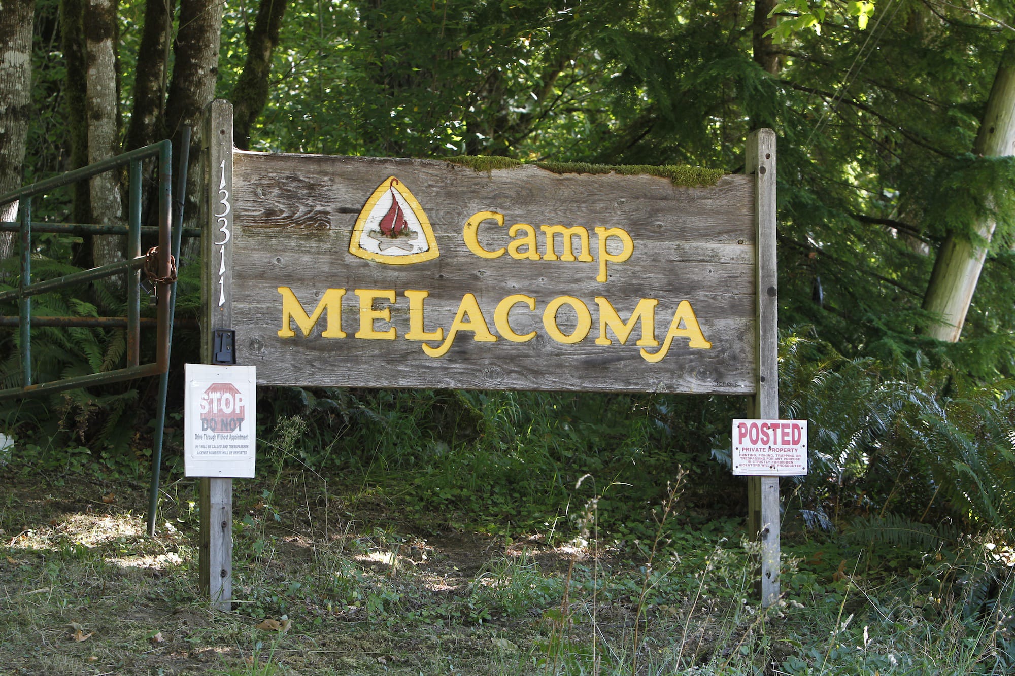 The entry to Camp Melacoma is located up Washougal River Road at milepost 13 in Skamania County.