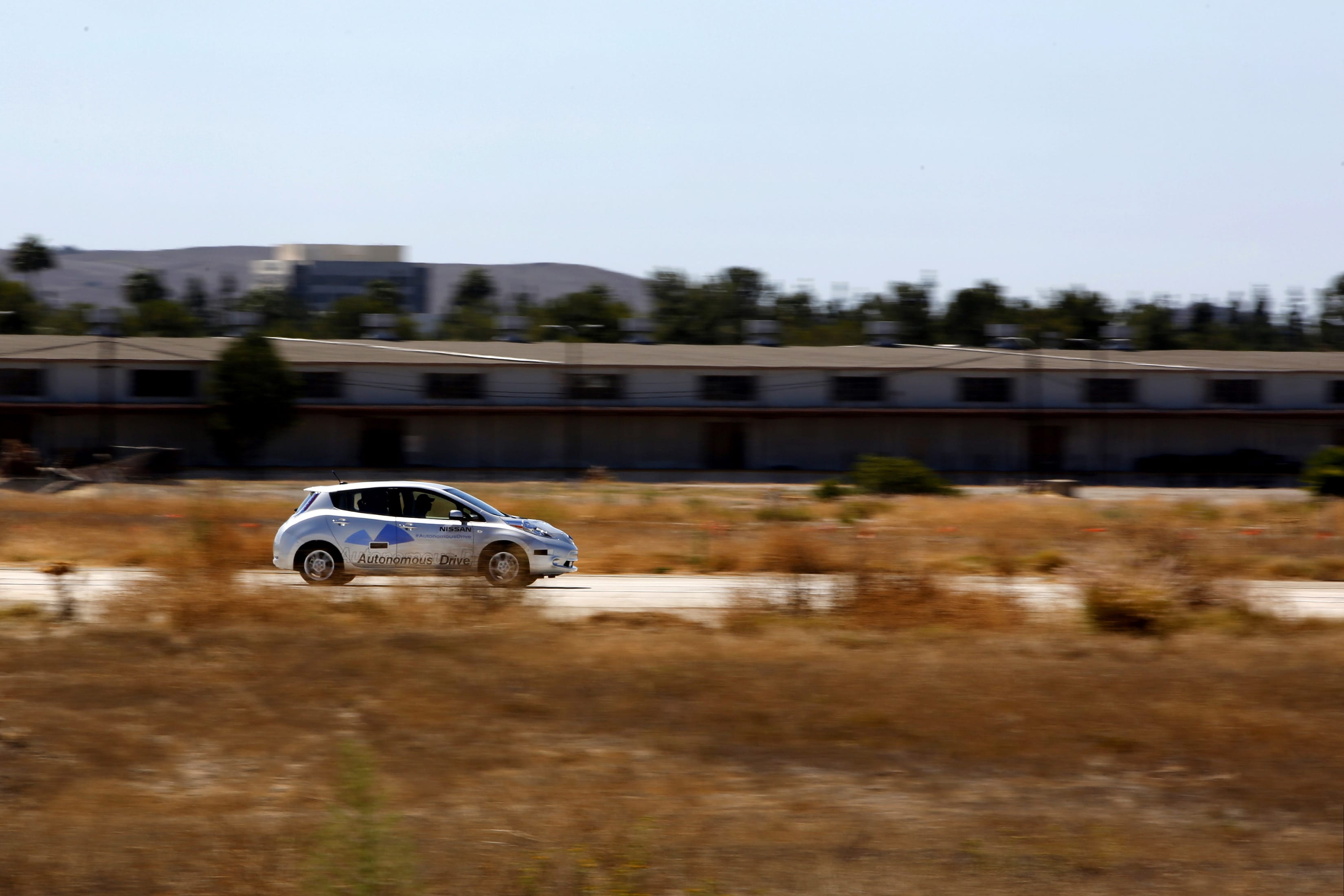 The Nissan Autonomous Drive Leaf electric vehicle is test-driven last summer in Irvine, Calif.