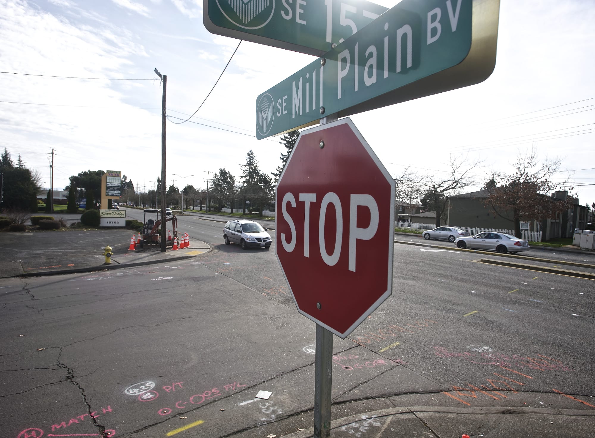 The intersection of Southeast Mill Plain Boulevard and 157th Avenue will soon receive a new crosswalk beacon.