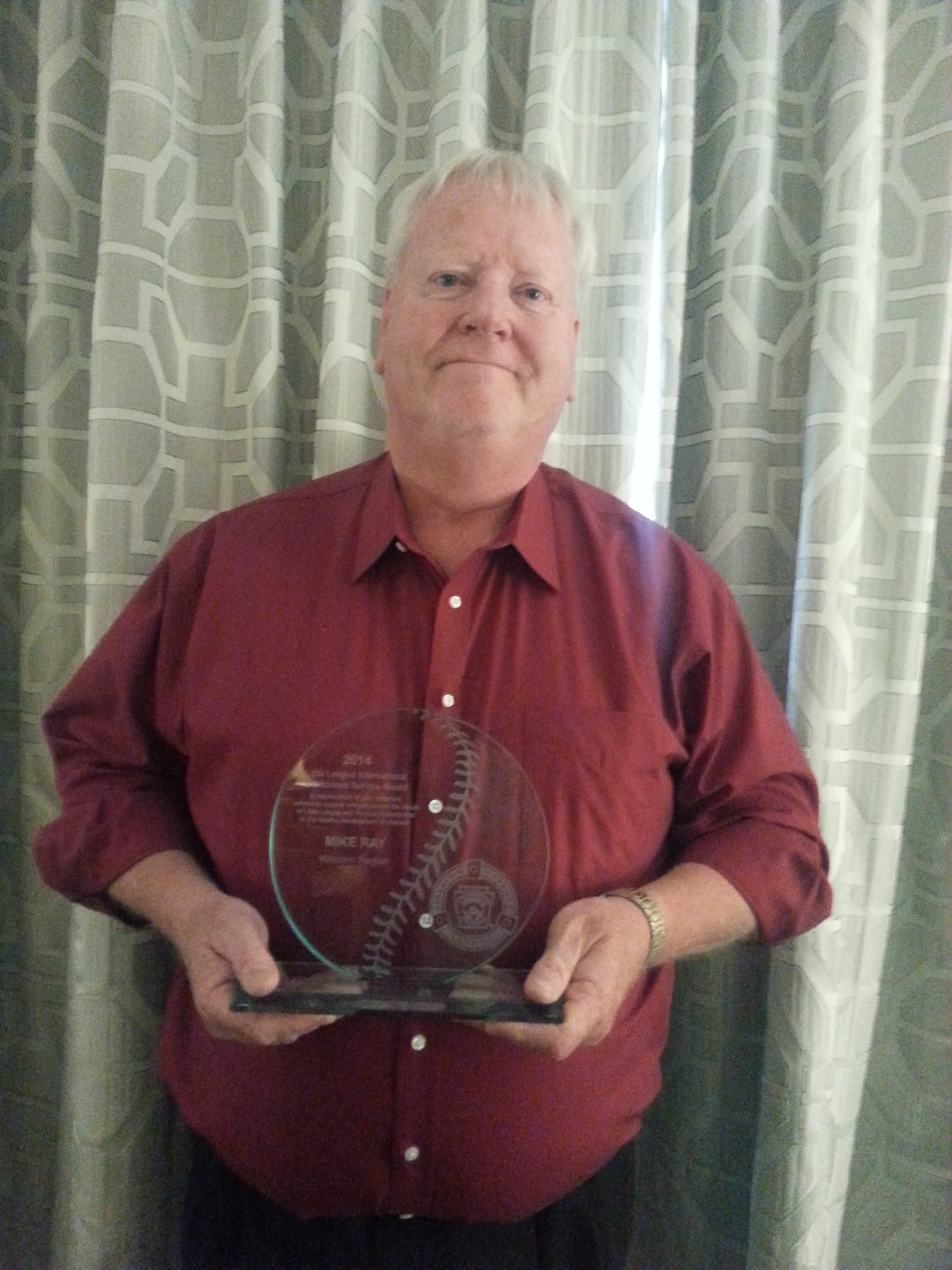 Vancouver's Mike Ray, recipient of the 2014 District Administrator Little League Meritorious Service Award.