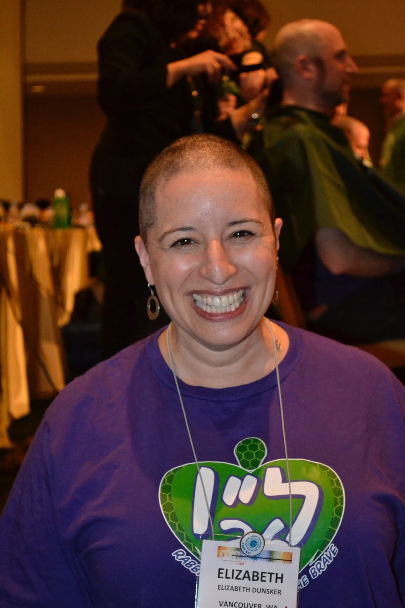 Glenwood: Before-and-after pictures show how Rabbi Elizabeth Dunsker of Congregation Kol Ami helped raise money for pediatric cancer research grants from the St. Baldrick's Foundation.