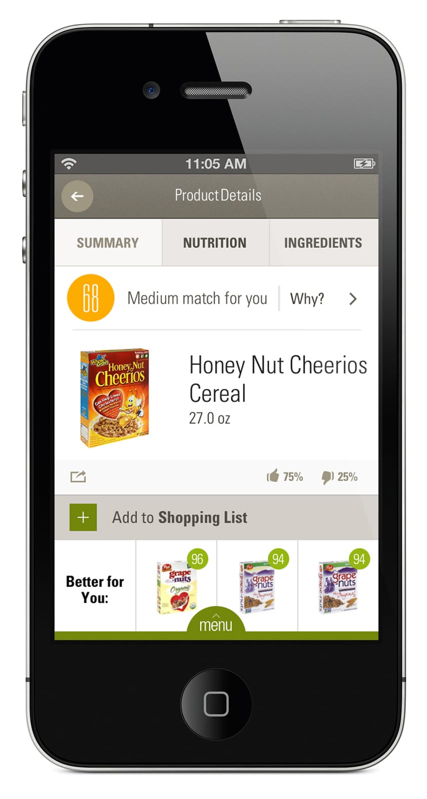 The ShopWell app allows consumers to scan food labels and receive comprehensible, personalized information.