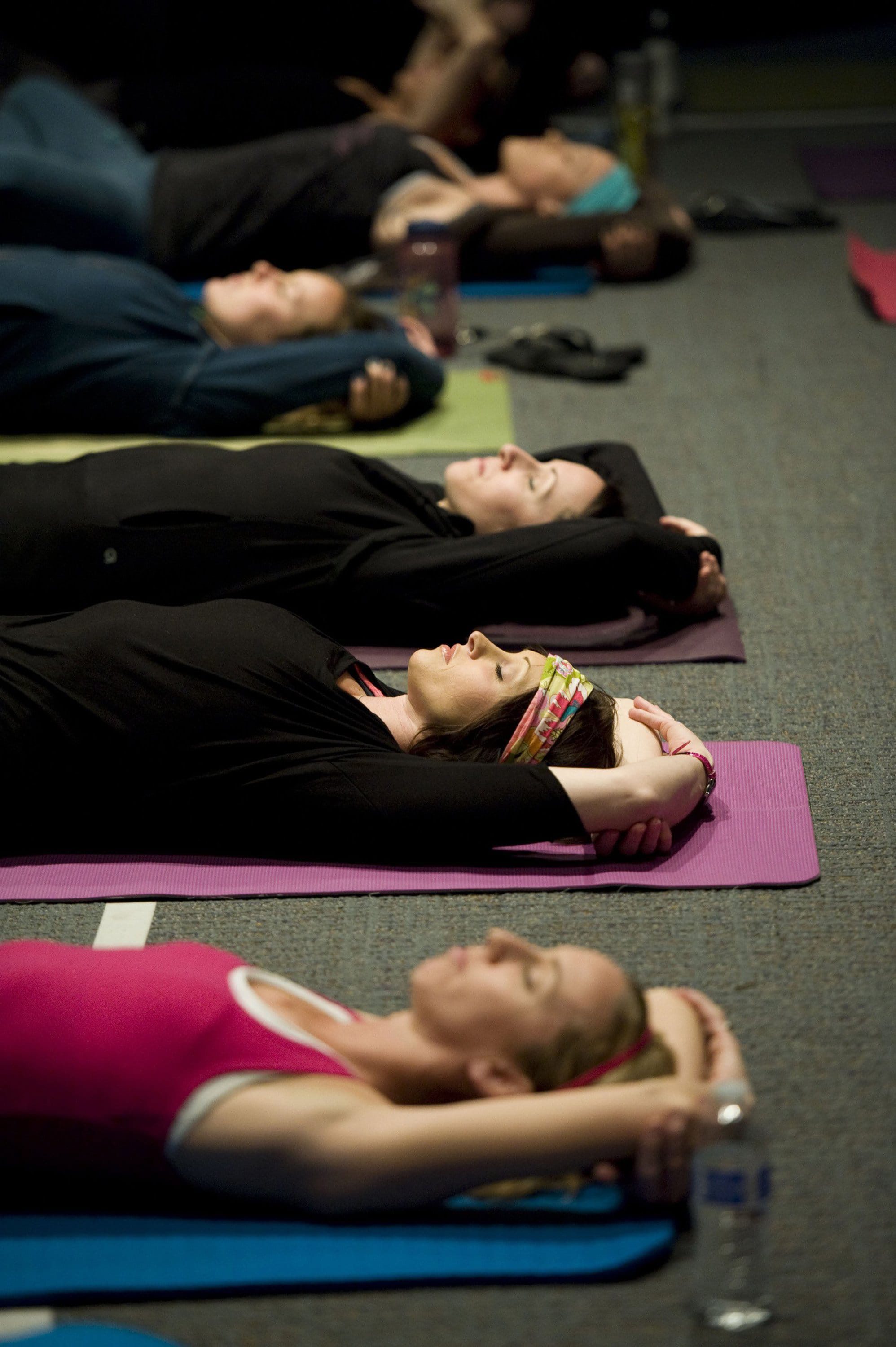 Attendees at a Holy Yoga class at Mariner's Church in Mission Viejo, Calif.