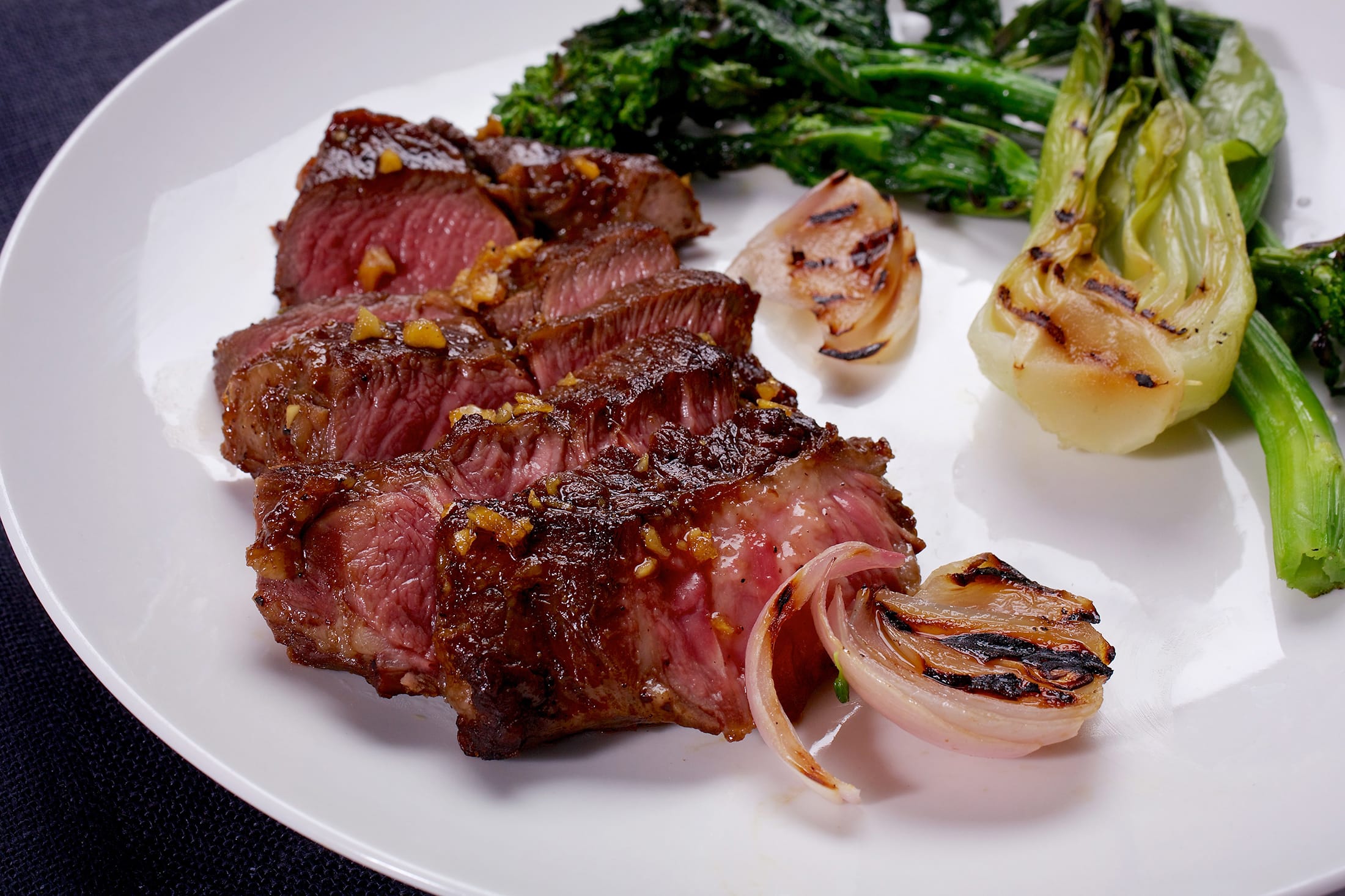 Teriyaki-Glazed Steak With Broccoli Rabe.