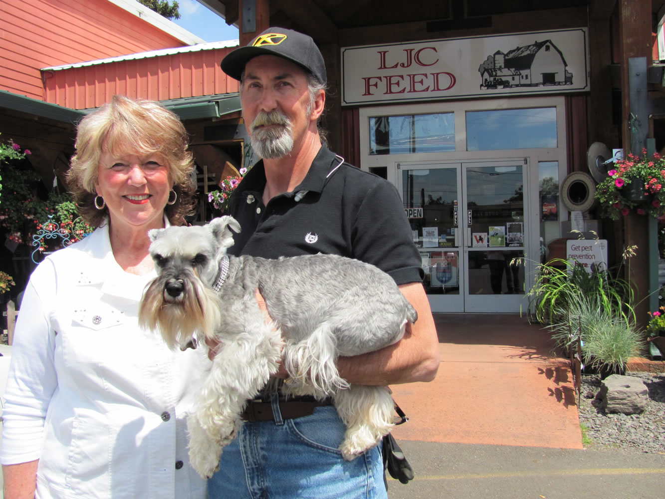 Patty and Gordon French, accompanied by their schnauzer Lulu, have been named the Camas-Washougal Chamber of Commerce &quot;Business Persons of the Year.&quot; The Frenches have owned LJC Feed for 19 years. &quot;I think it's one of the biggest compliments that we could receive,&quot; Patty said, regarding the chamber award.