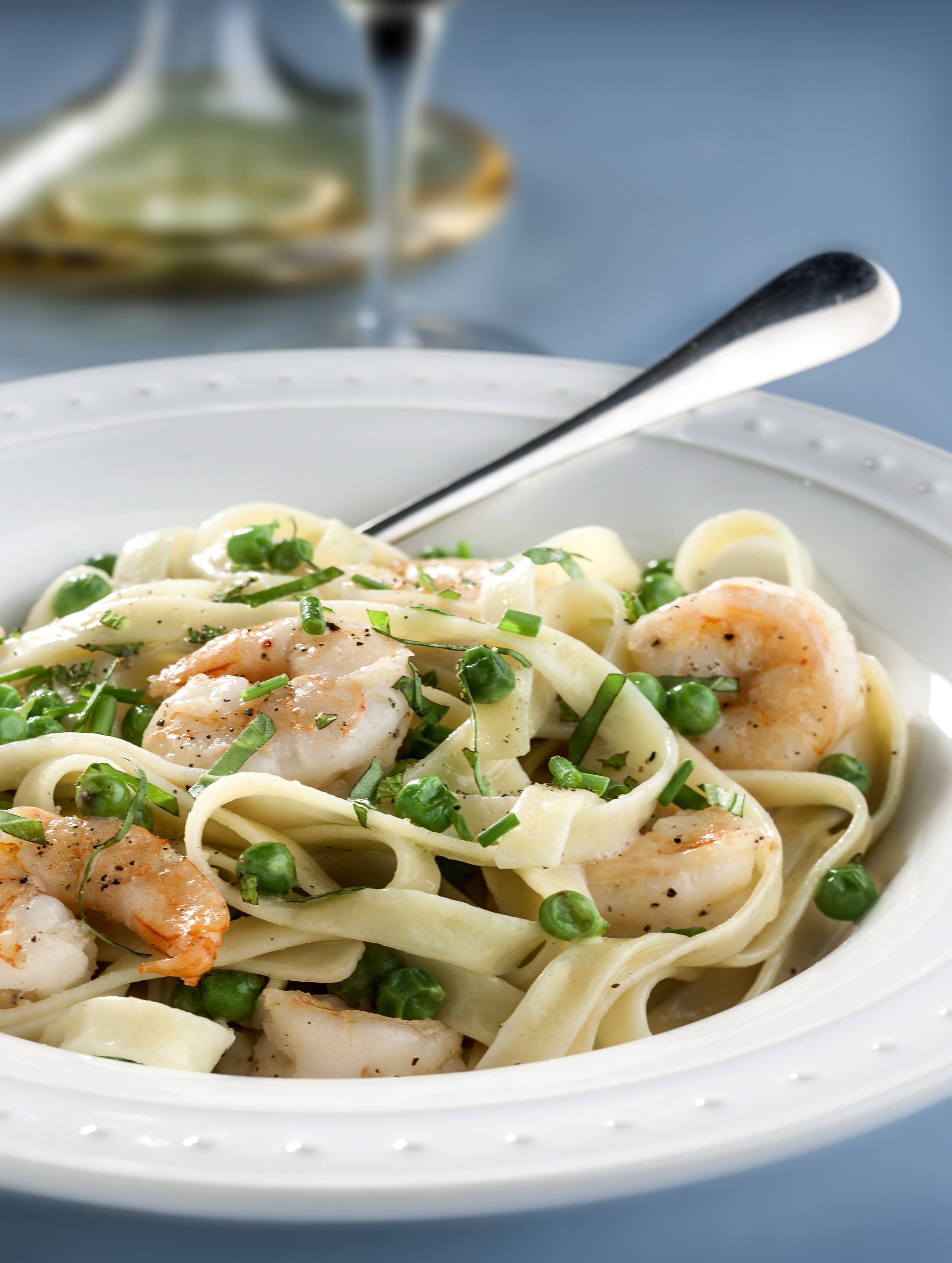 Pasta with shrimp and peas is the perfect way to take advantage of fresh summer peas.