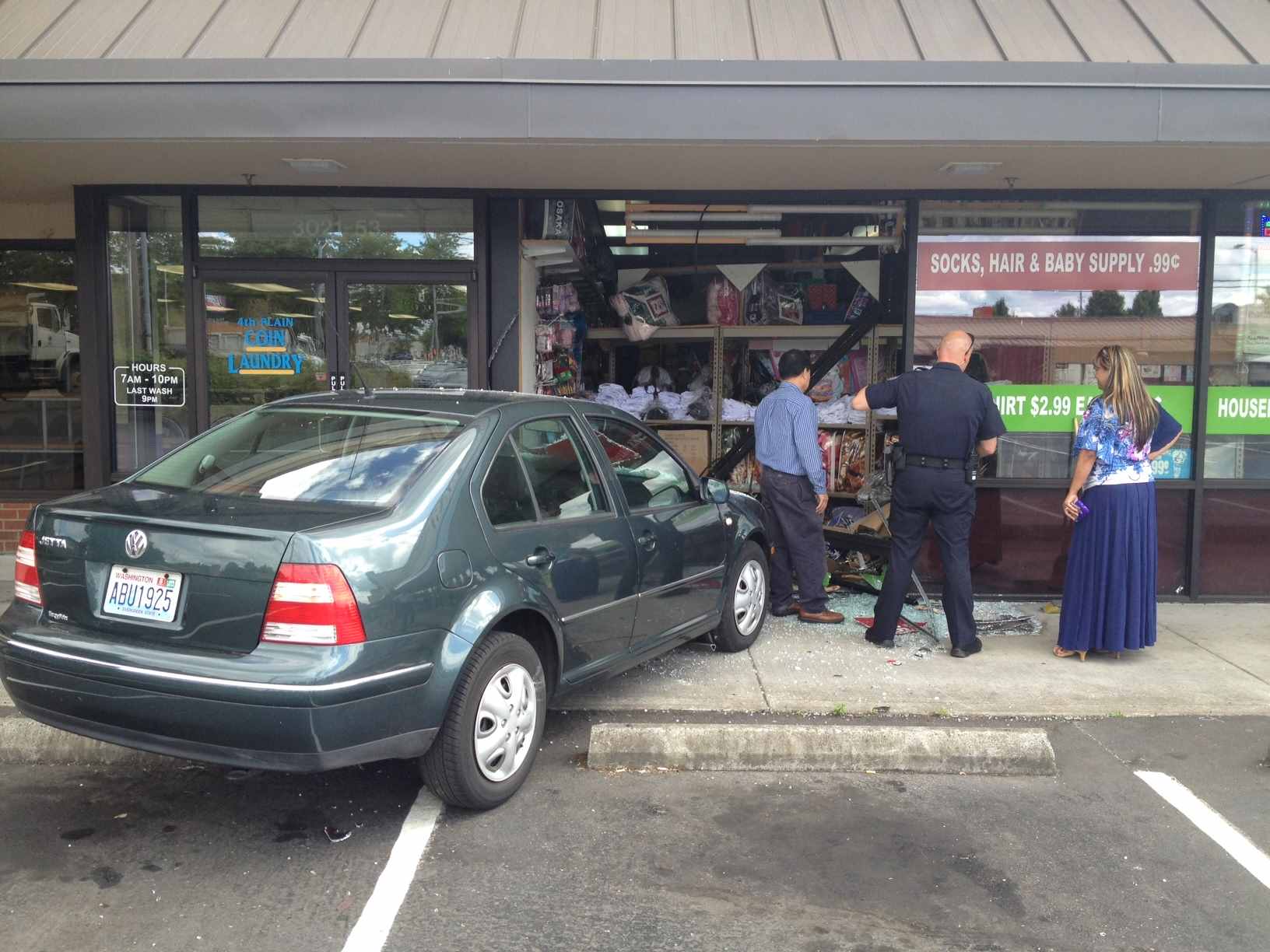 A car crashed into a discount store in central Vancouver Tuesday afternoon.