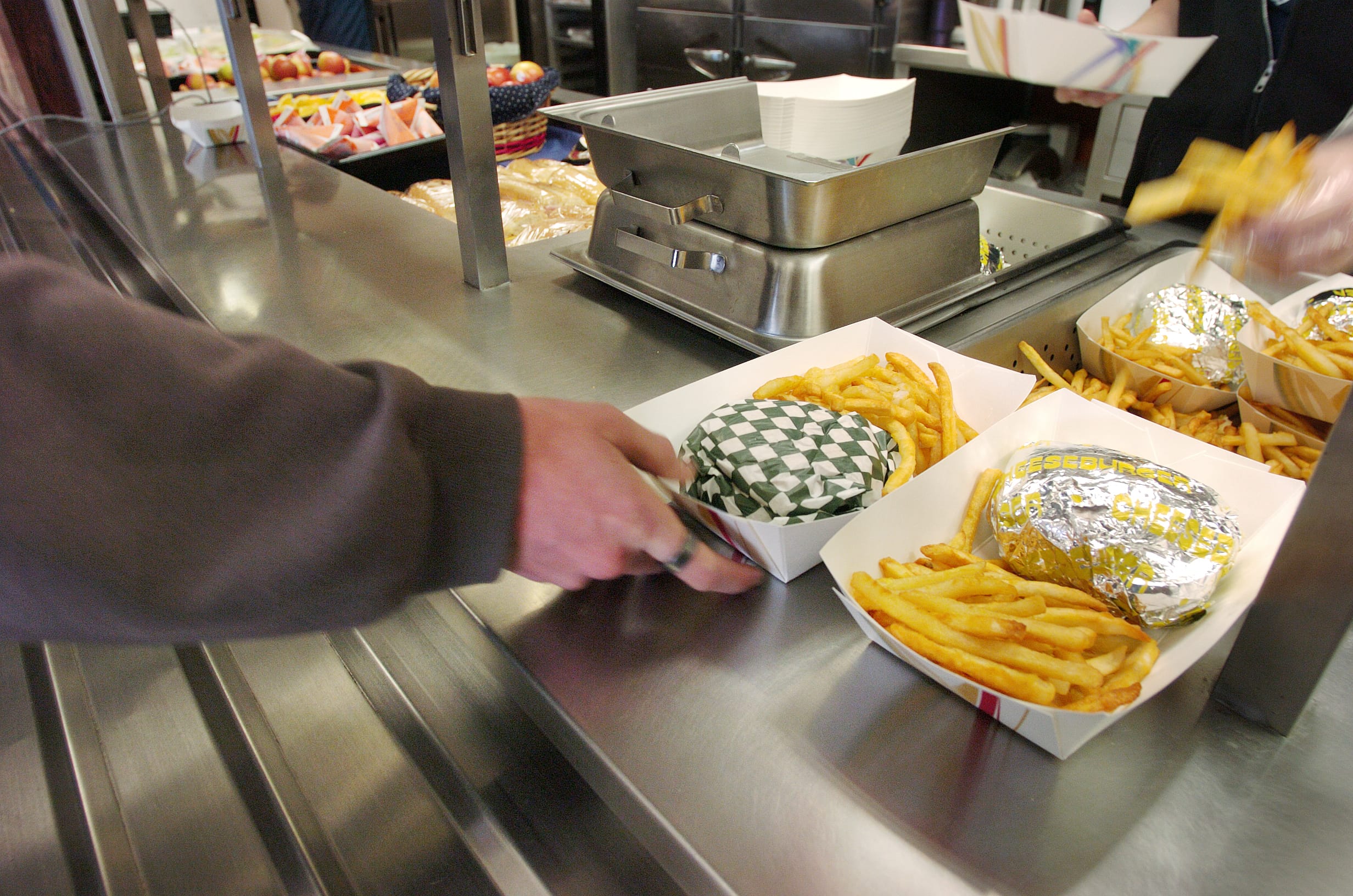 Chicken burgers and fries were among the more popular offering during the first lunch period at Ridgefield High School