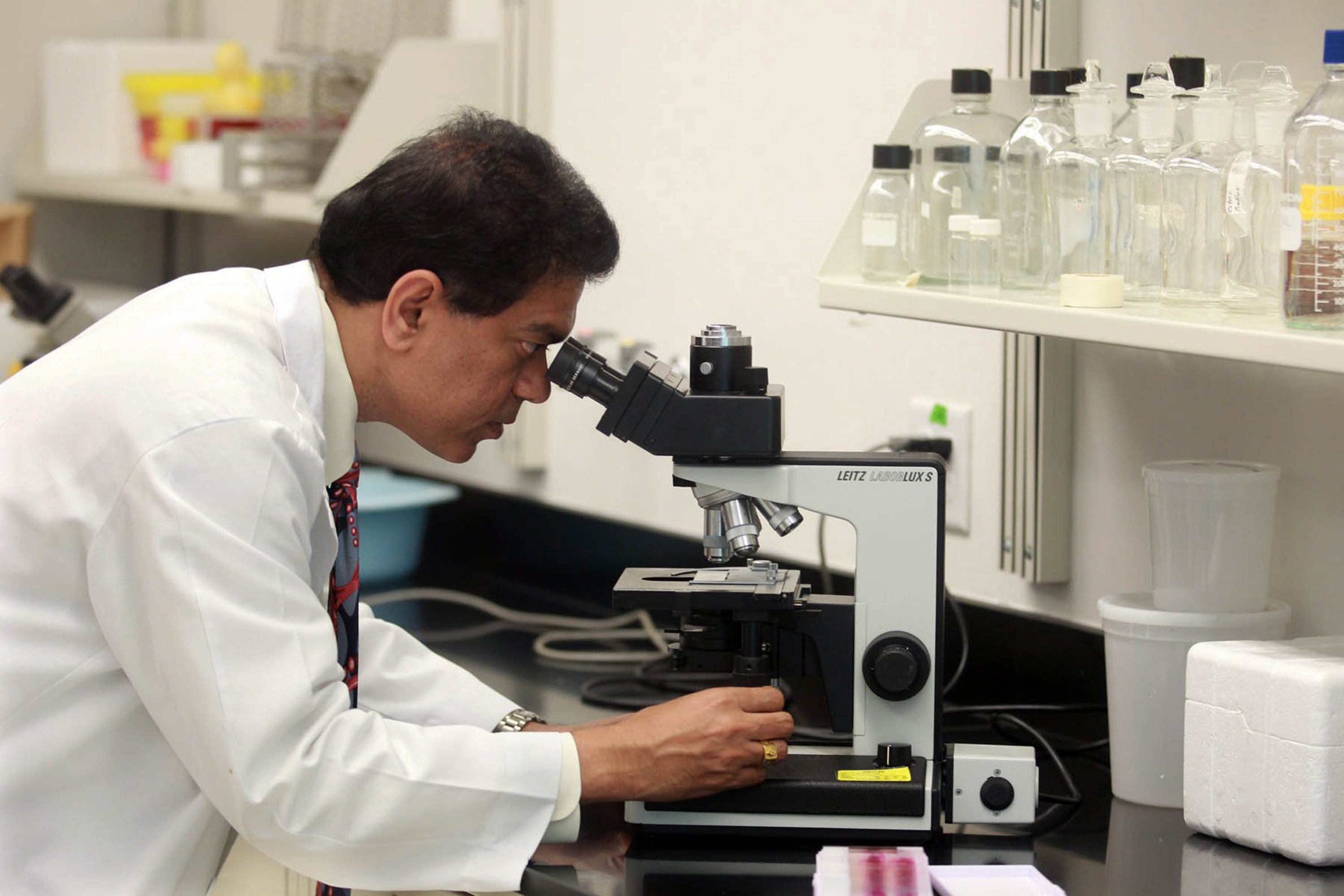 Dr. Dileep Yavagal works in the stem cell stroke basic science lab Aug. 14 at the University of Miami Miller School of Medicine in Miami.