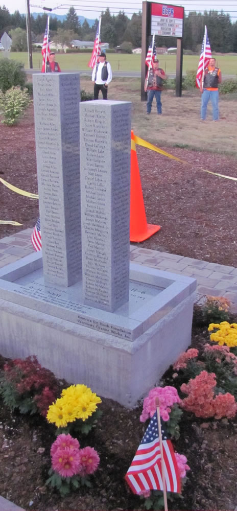 Those who attend the East County Fire and Rescue Sept. 11 ceremonies will have the opportunity to view the granite memorial that signifies the twin towers of the World Trade Center in New York City.