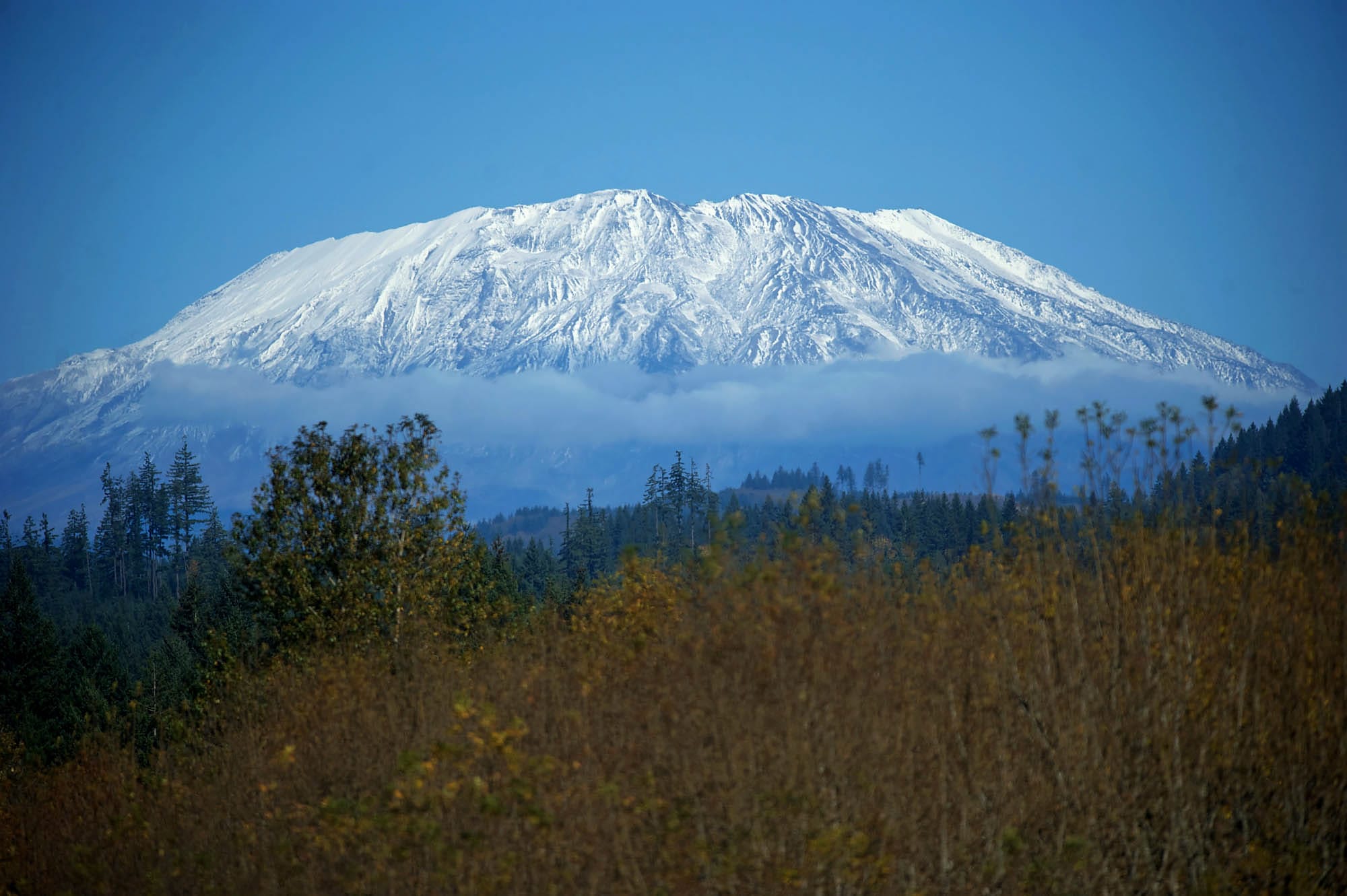 Mount St. Helens reveals itself off of Northeast Lewisville Highway and 299th Street in Battle Ground in 2012.