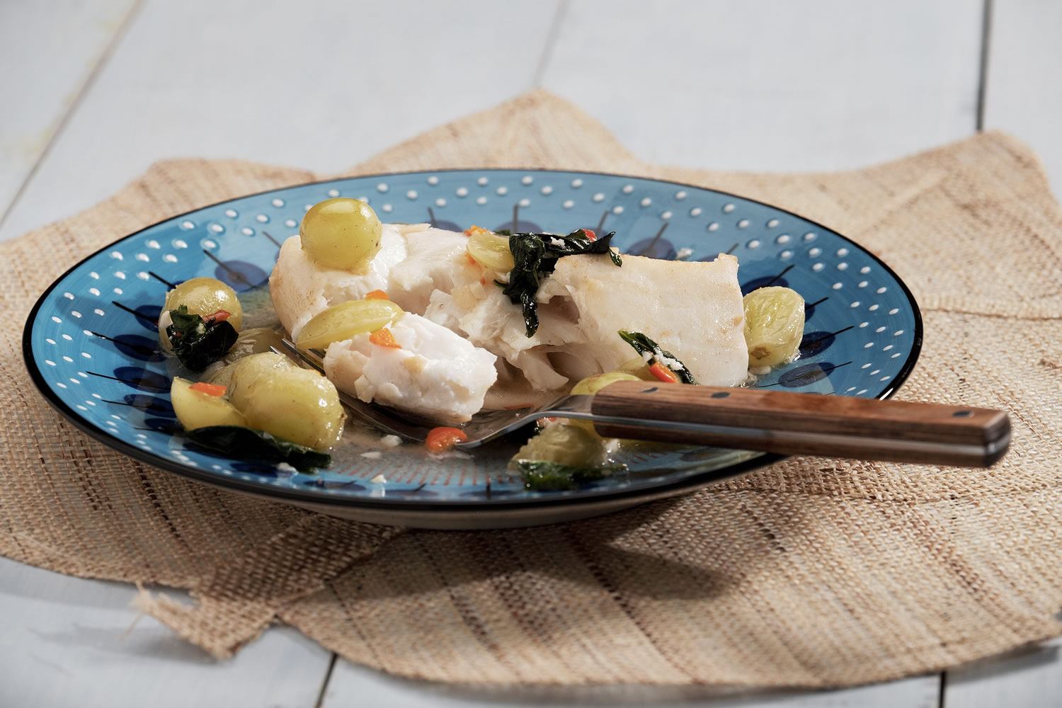 Italian Halibut With Grapes and Olive Oil.