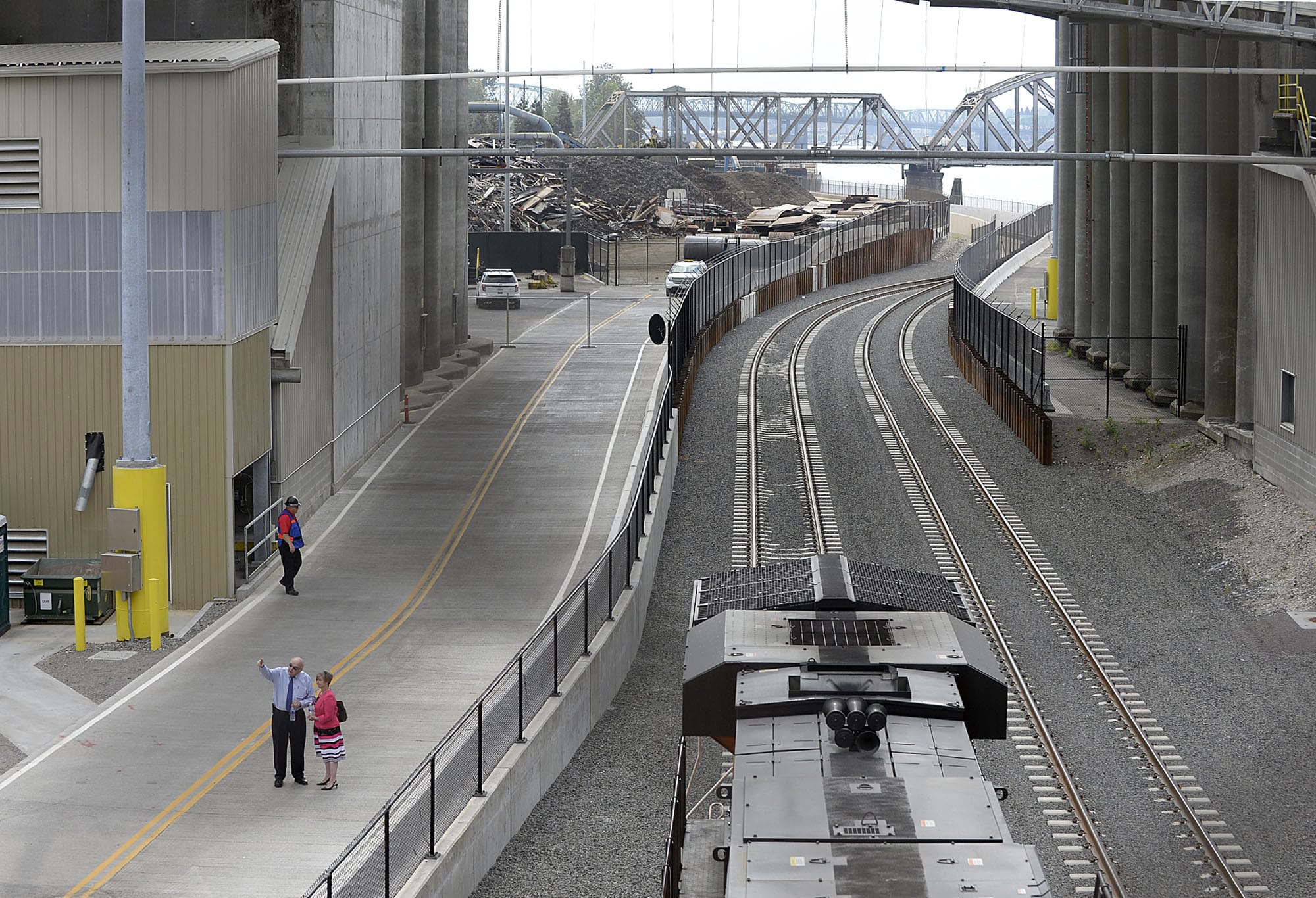 The Port of Vancouver on Thursday morning, August 13, 2015, celebrated the completion of a new $30 million rail entrance project. Dubbed the &quot;trench,&quot; it allows trains to move under the Columbia River Rail Bridge and to avoid conflicts with BNSF Railway and Union Pacific Railroad mainlines.