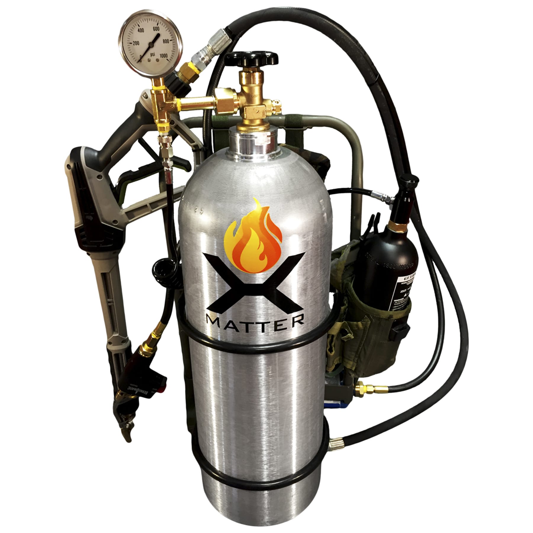 The X15 was the first commercially available personal flamethrower on the market. It costs $1,599 and can shoot flames 25-50 feet. It is manufactured by XMatter near Cleveland.