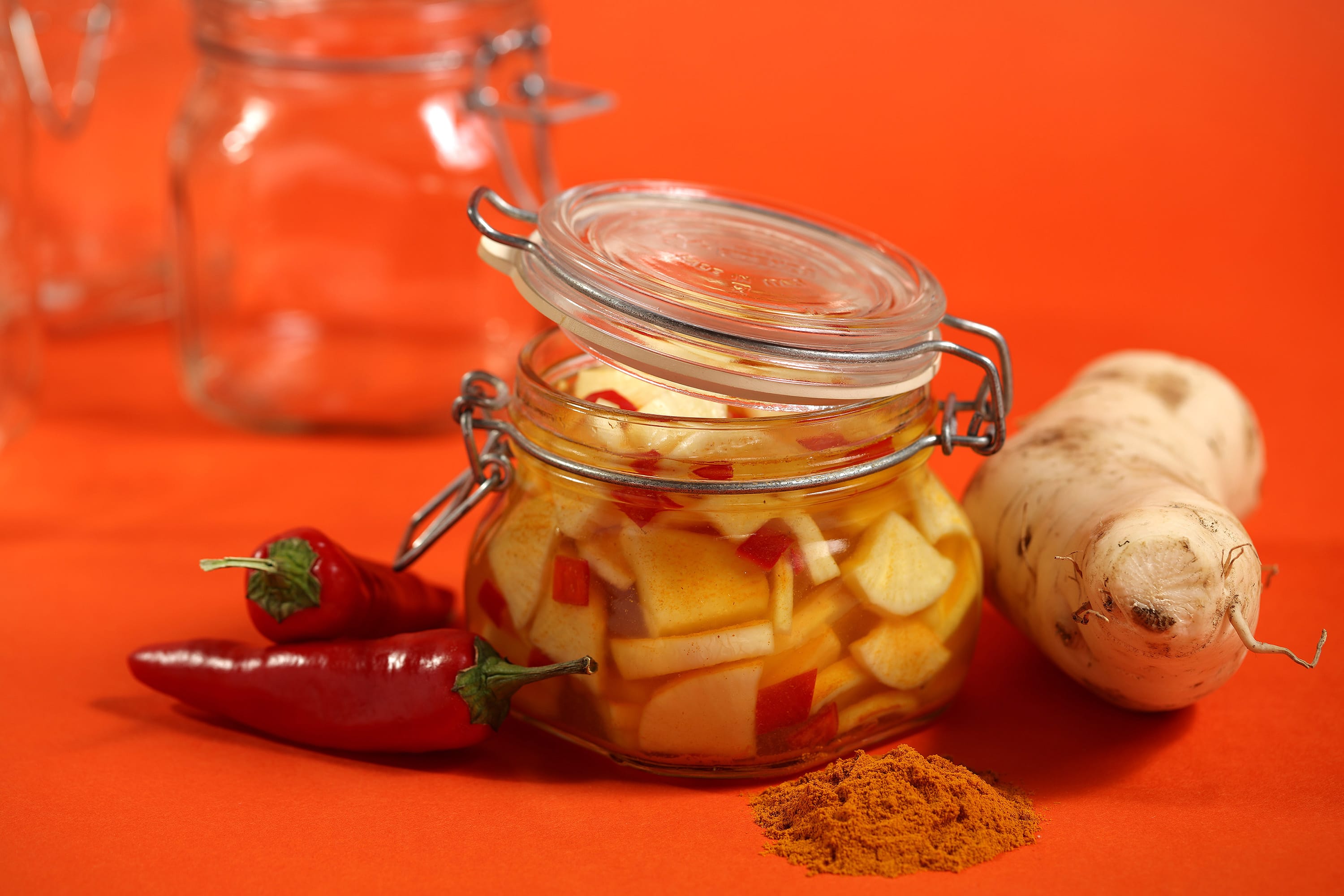 Cookbook author Marlena Spieler likes to have a pickle on the table for the holiday. This pickled daikon with hot peppers has a sweet flavor, in keeping with Rosh Hashana traditions. (E.
