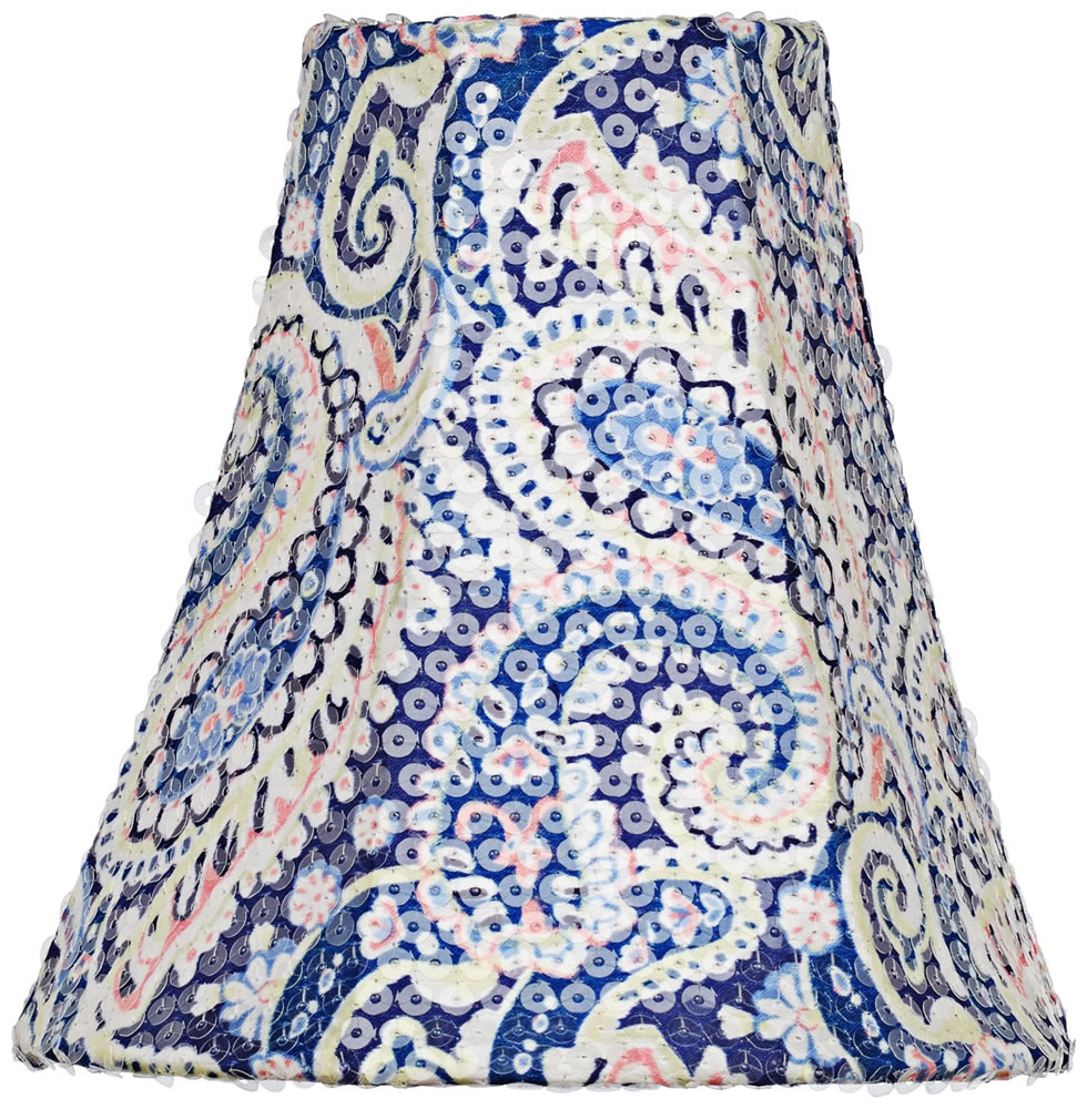 Give it a swirl. Bell shaped paisley shade also subtly sparkles with transparent sequins on its teardrop design.