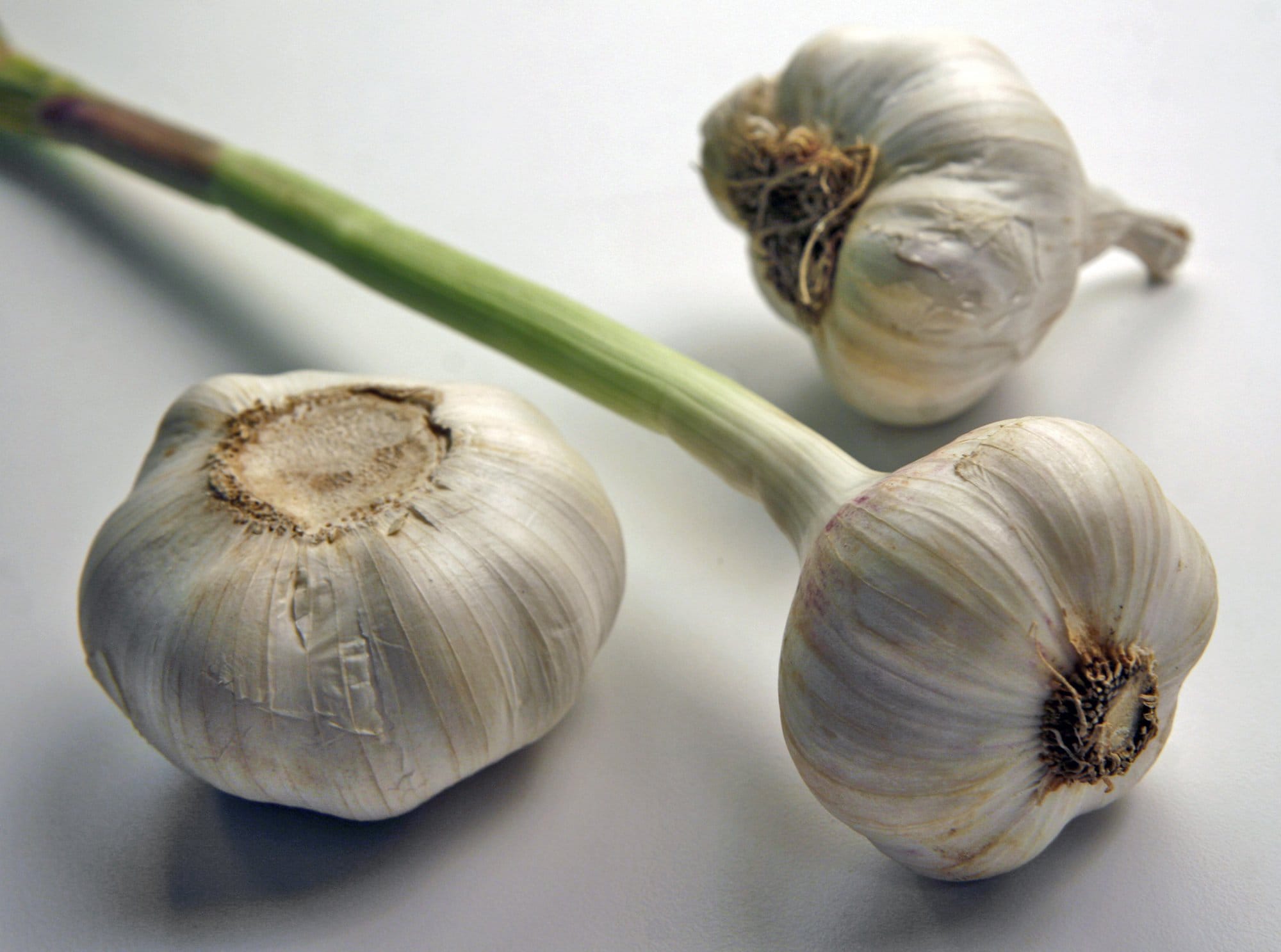 Clockwise from lower left: Chinese garlic, California garlic and garlic from the Washington, D.C., area.