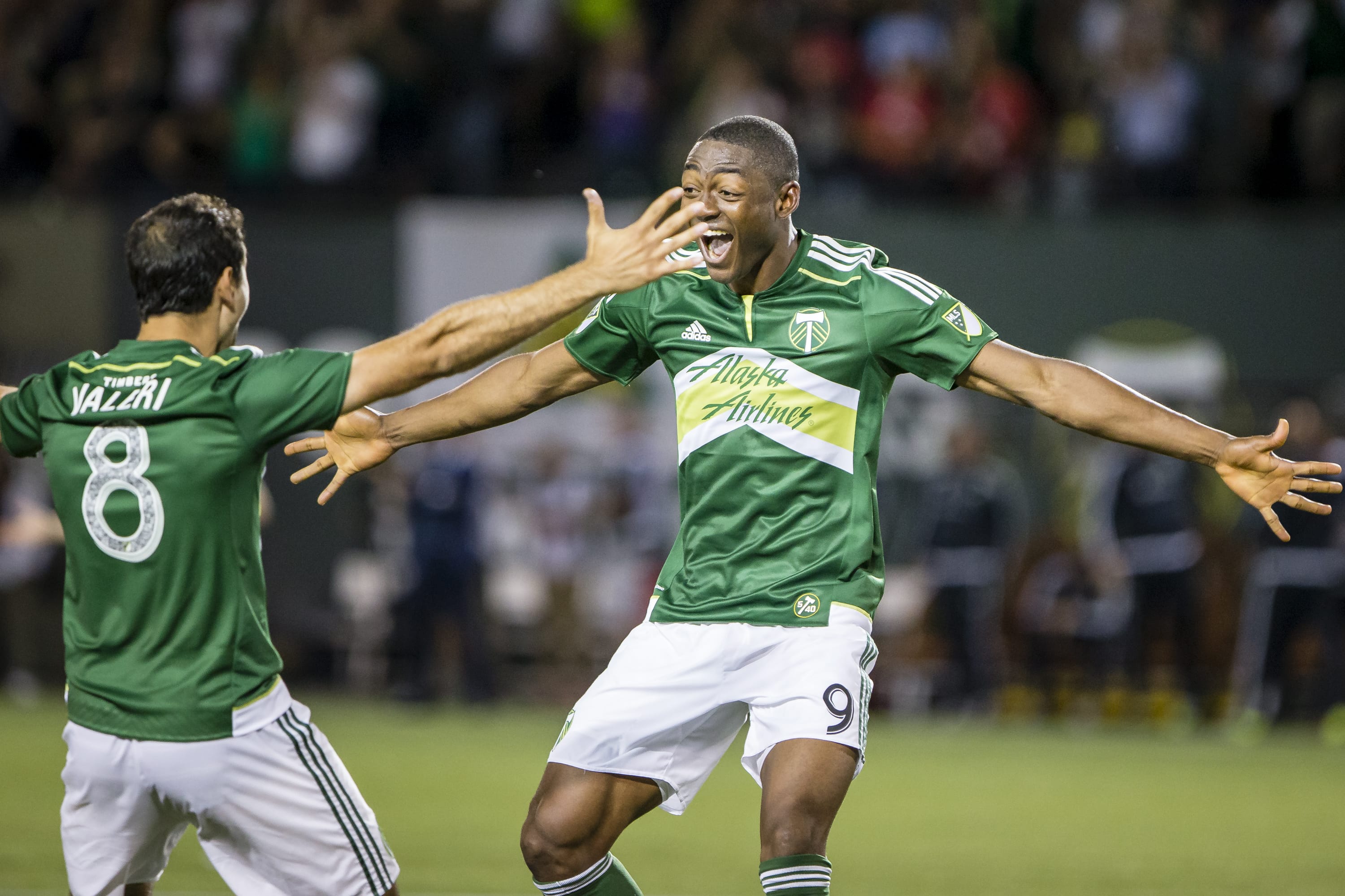 Timbers&#039; forward Fanendo Adi (9) has scored 12 goals this season, which is a Timbers record for the MLS-era of the franchise.