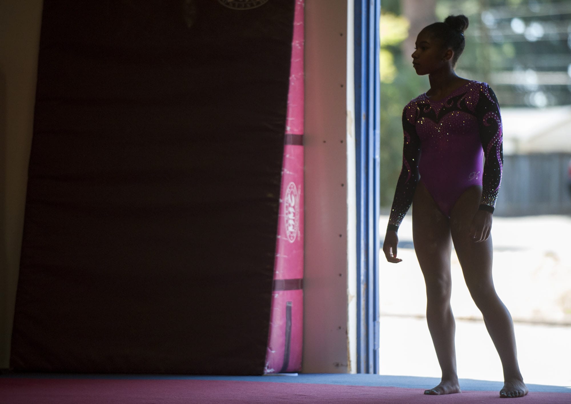 Gymnast Jordan Chiles trains at Naydenov Gymnastics in Vancouver Tuesday August 25, 2015.