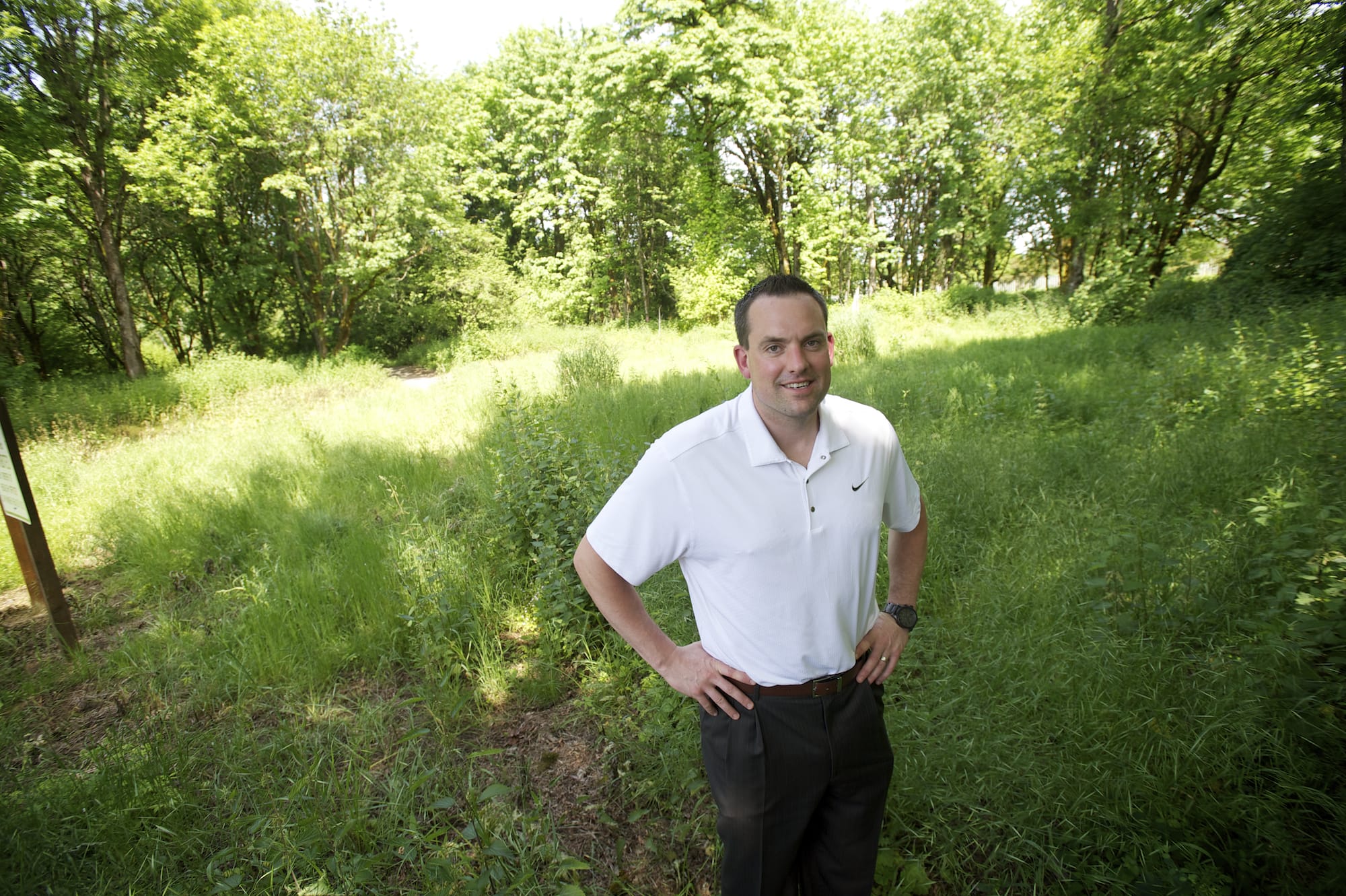 Clark County Department of Public Works Project Manager Scot Brantley stands at the soon-to-be developed Chinook Park.