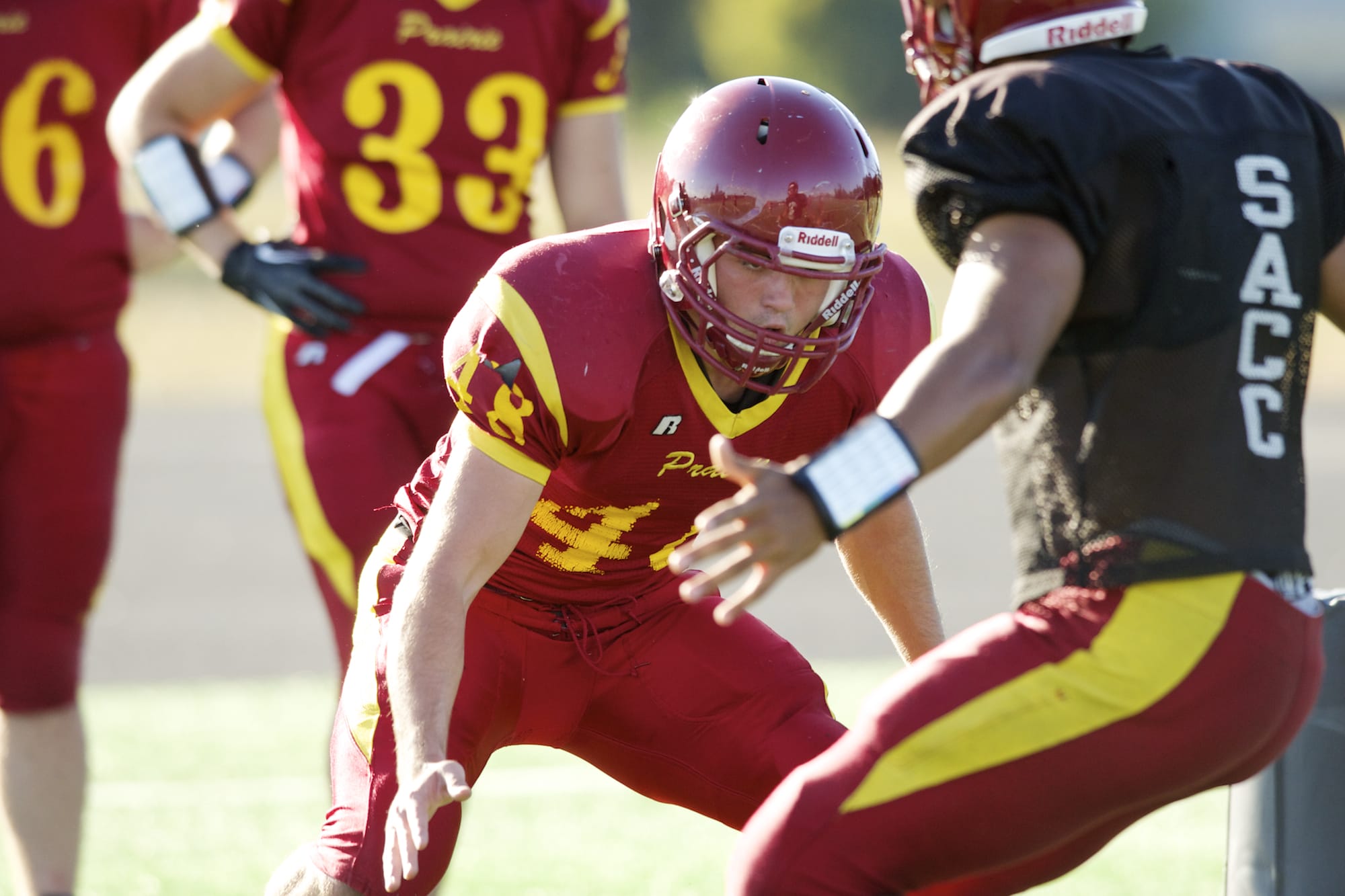 Linebacker Justin Pena almost has a 4.0 grade point average at Prairie.