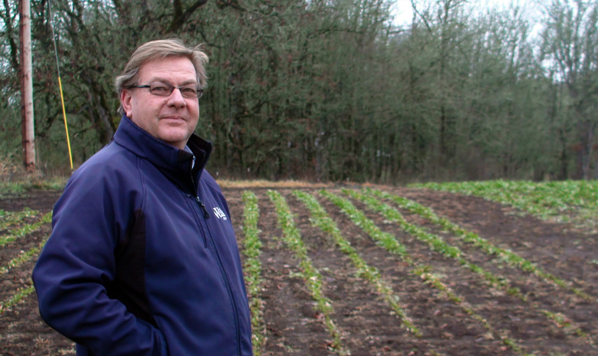 John Reerslev grows grass seed and seeds for biotech sugar beets on 1,100 acres near Junction City, Ore.