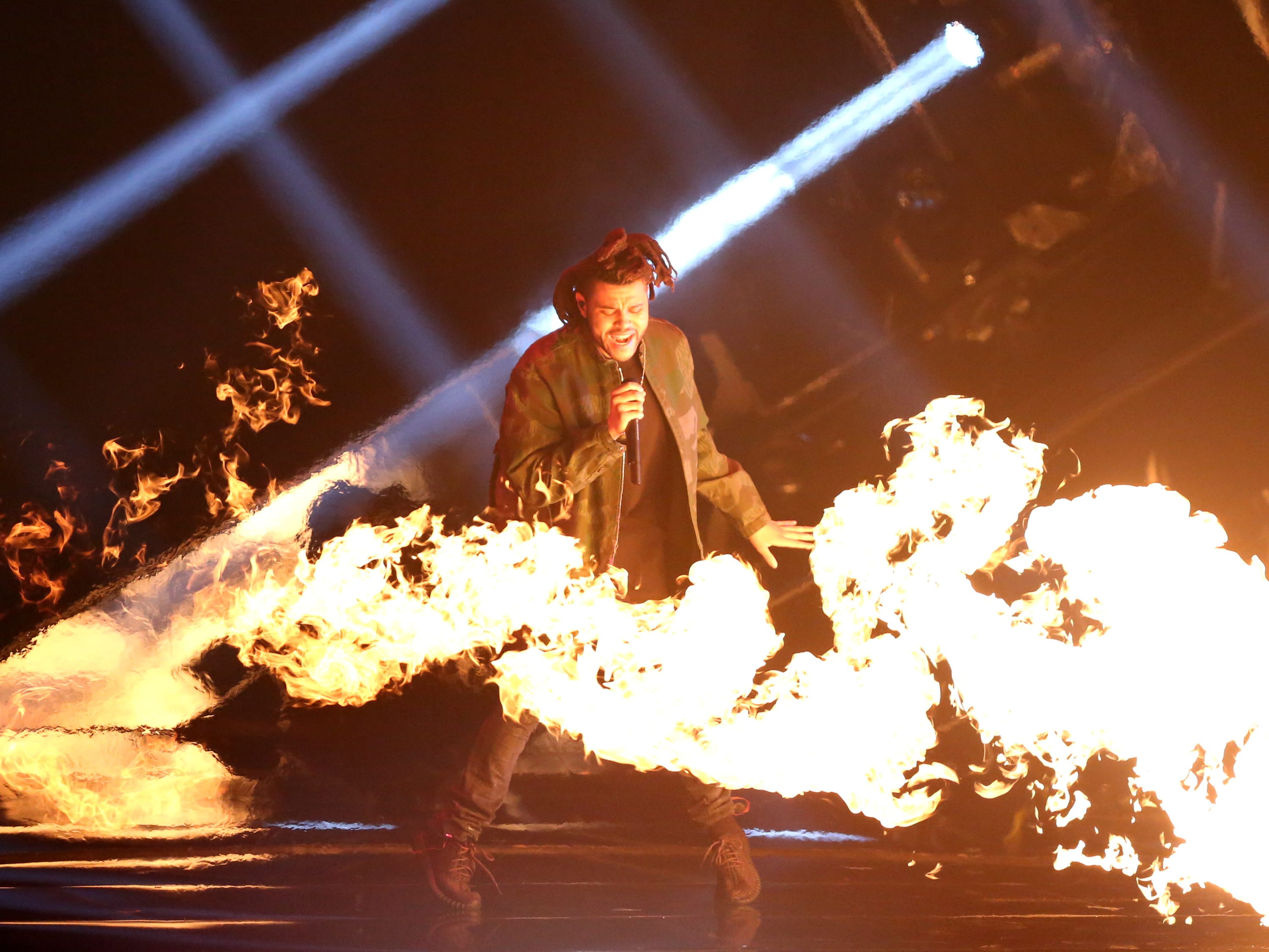 The Weeknd performs at the MTV Video Music Awards at the Microsoft Theater on Sunday in Los Angeles.