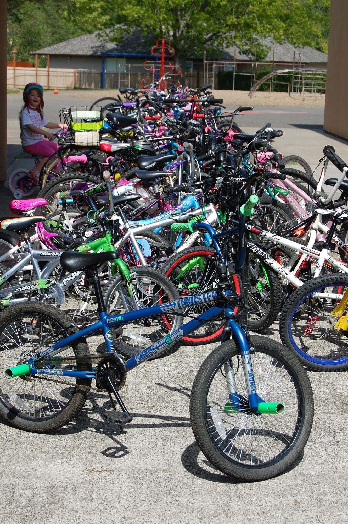 Hazel Dell: The bike rack at Sacajawea Elementary School was overflowing on National Bike To School Day, May 7.