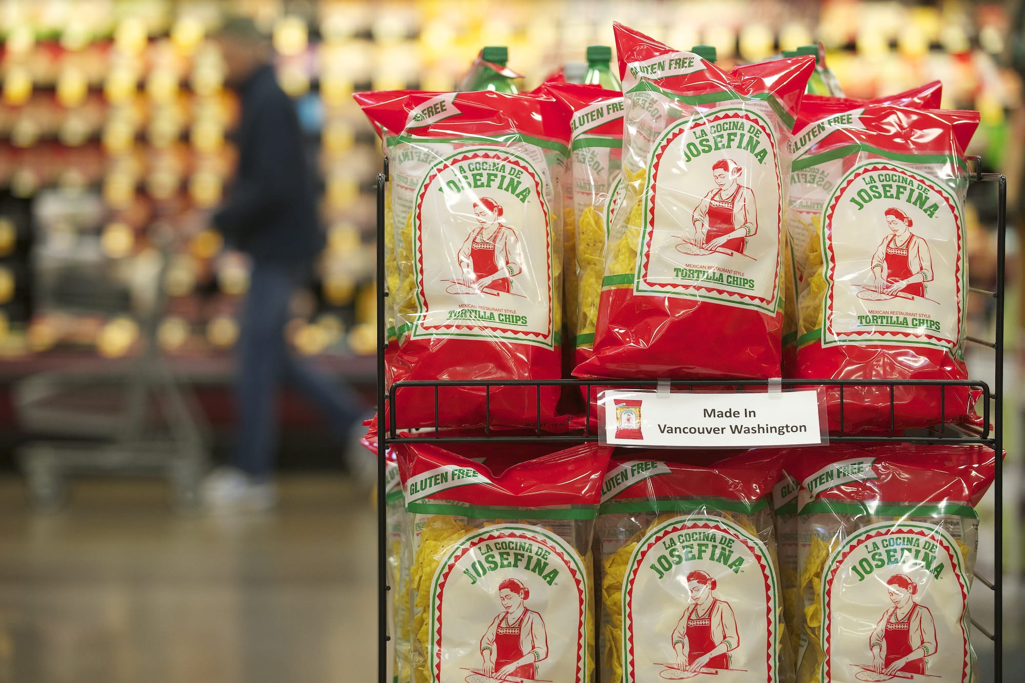 Josefina brand tortilla chips are displayed Monday at a store in Vancouver. A new tortilla chip product, Josefina is being sold as a competitor to Juanita's tortilla chips, made by a Hood River company.