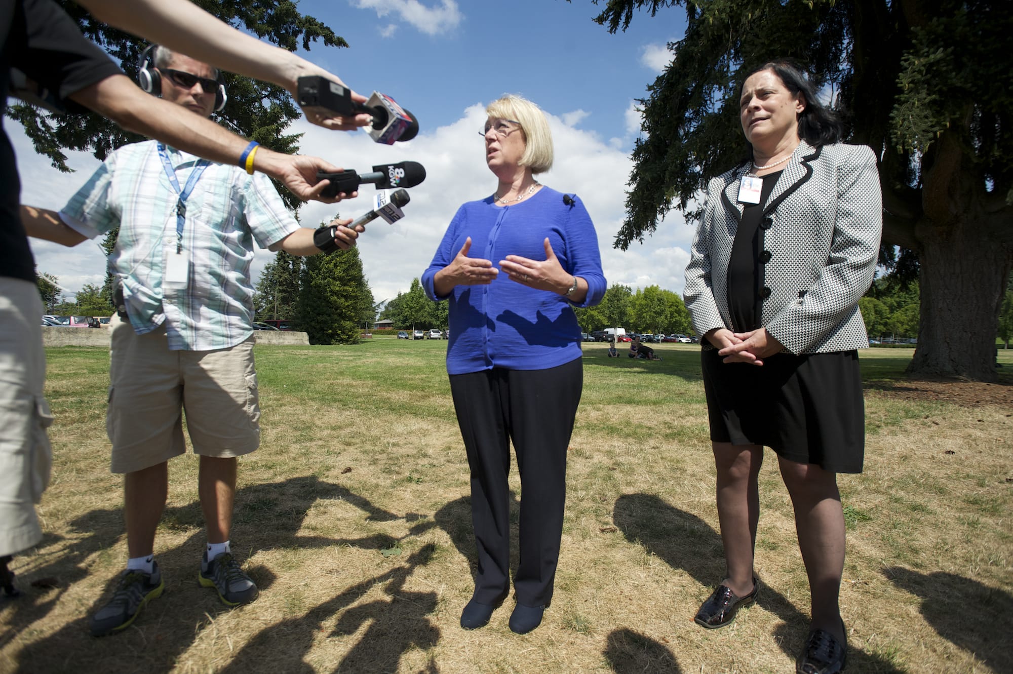 After touring the Vancouver Veterans Affairs campus, U.S. Sen. Patty Murray, D-Wash., left, says there is progress in helping veterans access care.