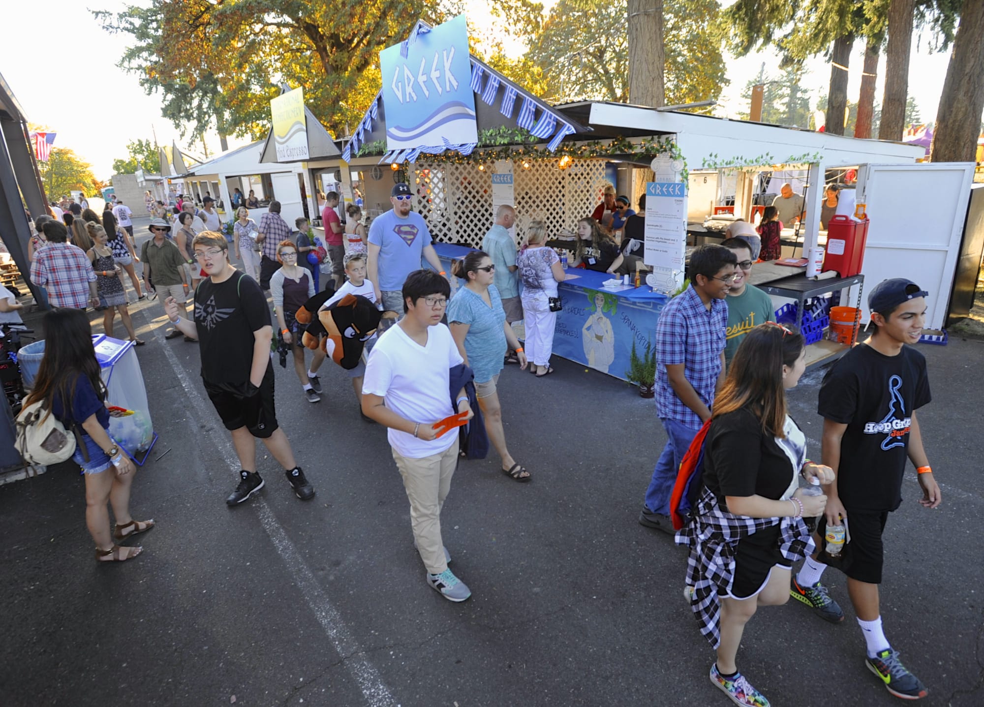 The Greek food stall, one of many, at the International Food Fest at St Joseph Catholic School in Vancouver, Wa., Saturday Sept 12, 2015.