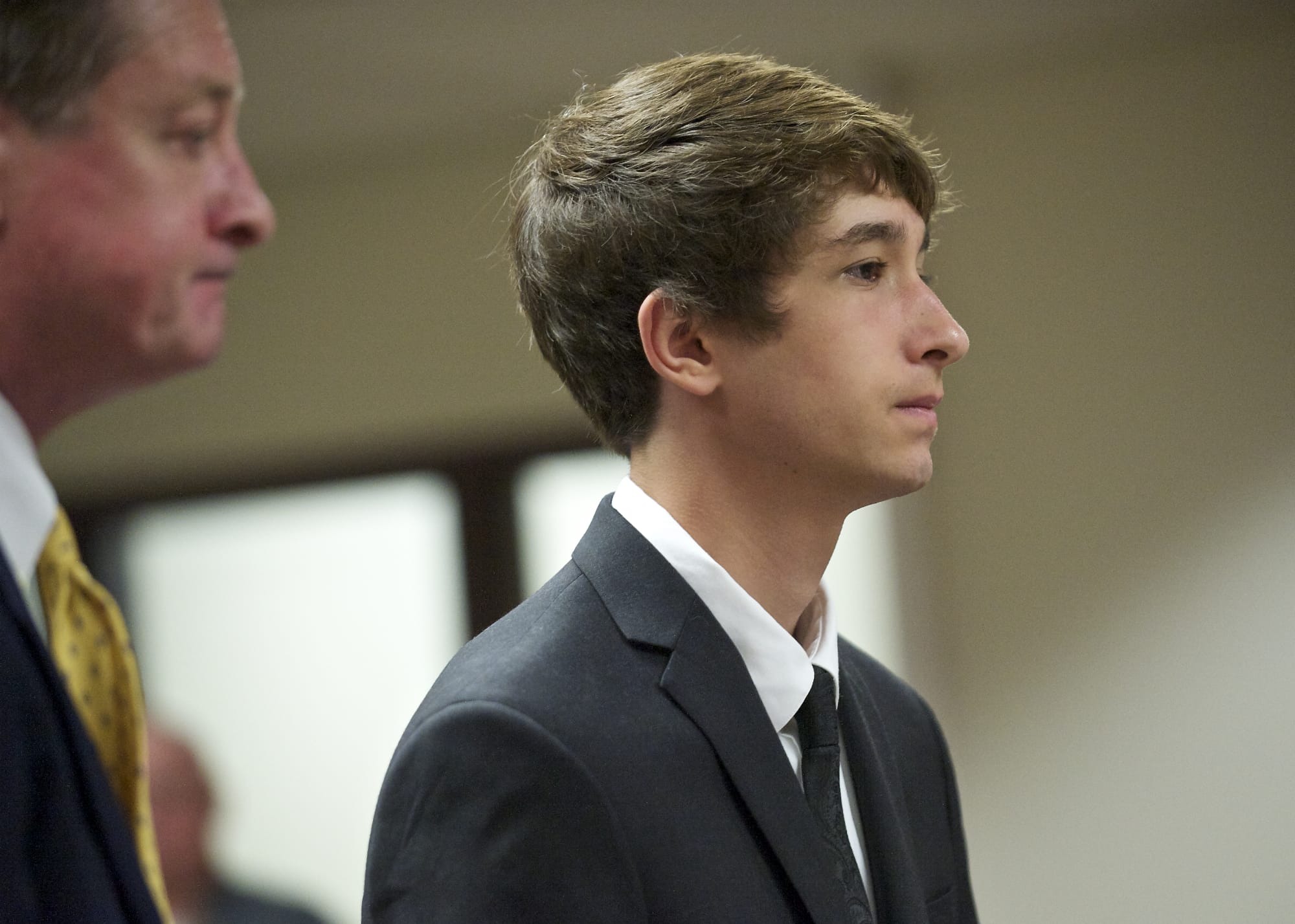 Dylan Mork pleads guilty on an arson charge in the 2013 Crestline Elementary School fire case in Clark County juvenile court on Thursday.