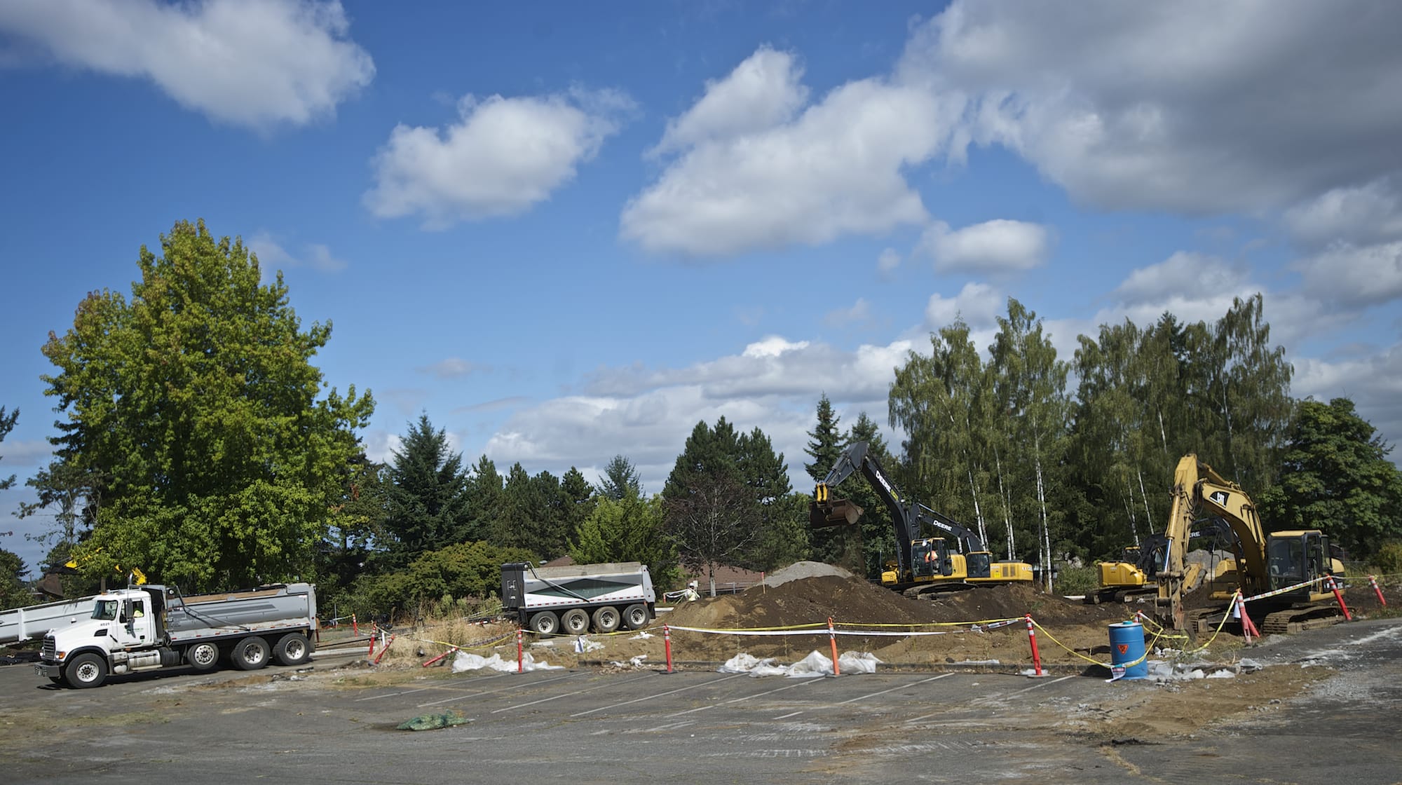 Constructions crews began preliminary work on Wednesday for Clark College's new science, technology, engineering and mathematics, or STEM, facility on the west side of Fort Vancouver Way.
