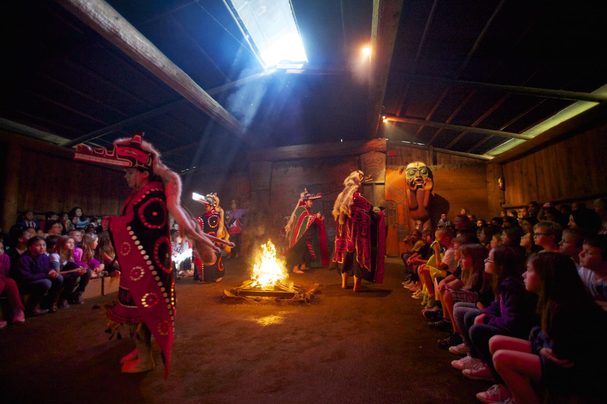 Students were entertained with stories, music and masked dancers during the one-hour program.