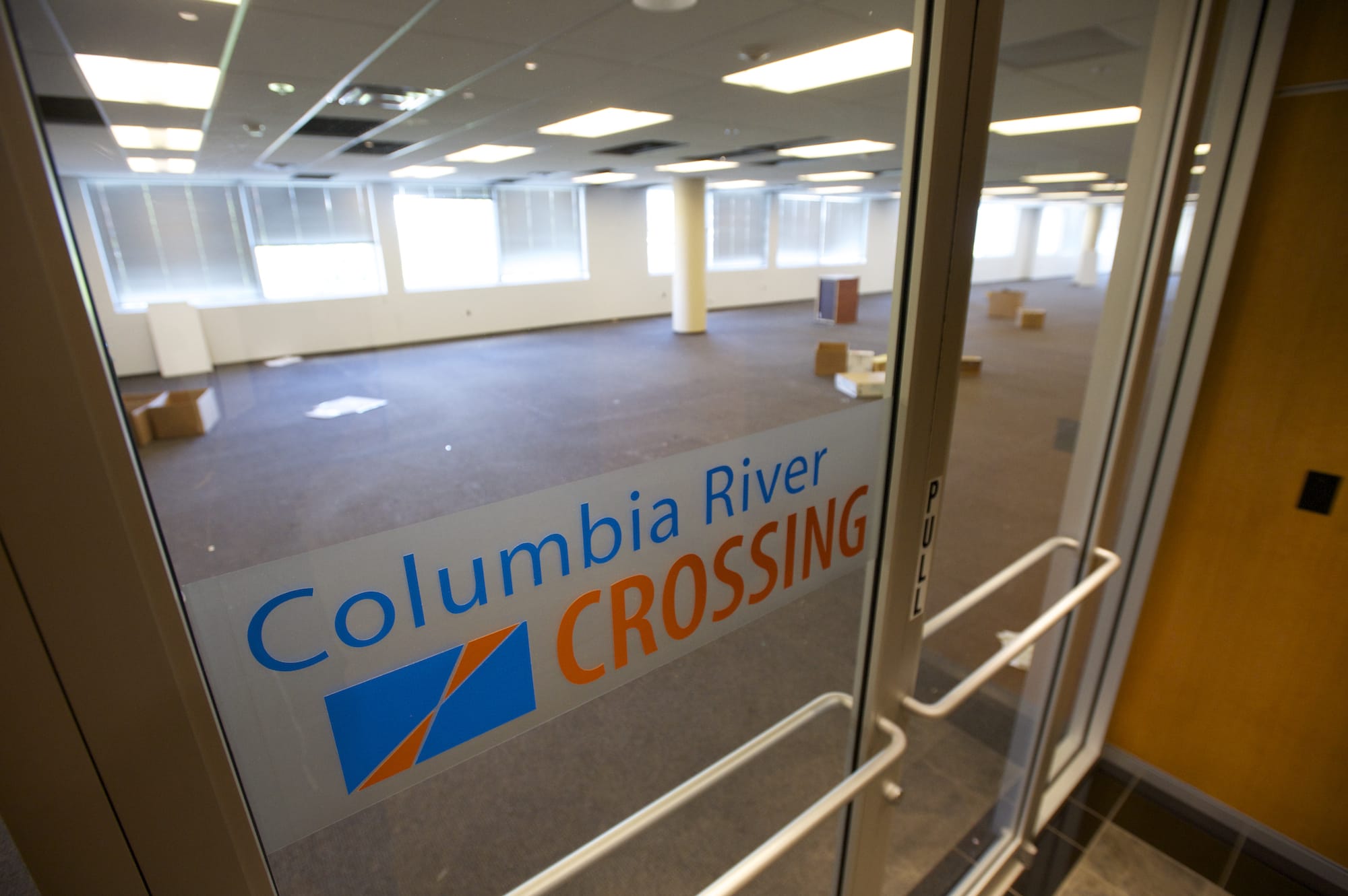 The Columbia River Crossing's downtown Vancouver offices had been mostly cleared out earlier this week as the project continues to close down.