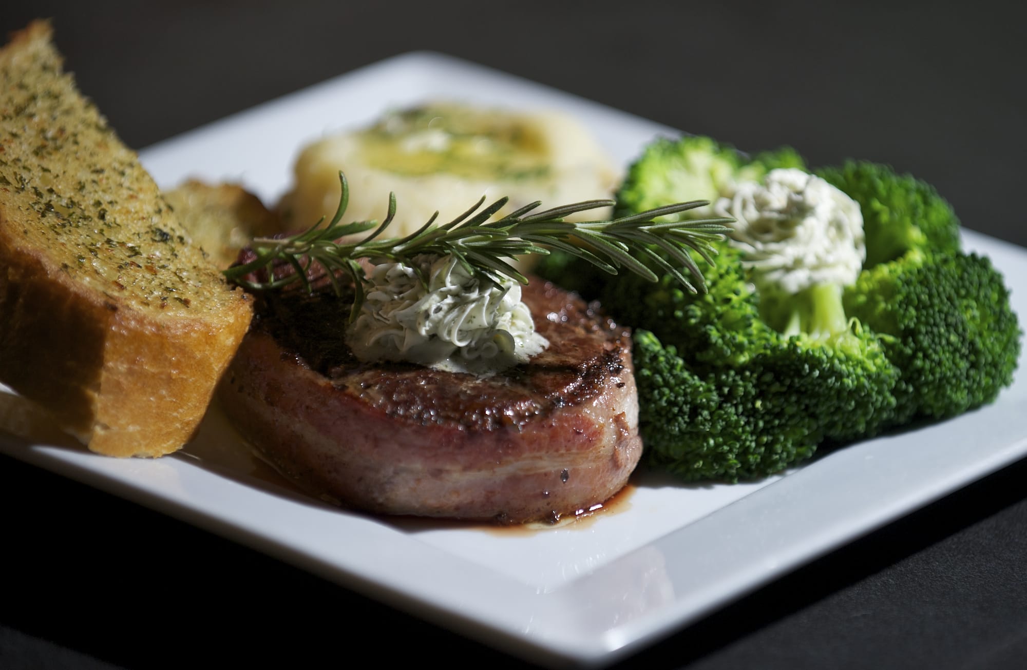 Filet mignon with mashed potatoes and broccoli is pictured March 14 at Billy Blues Bar and Grill in Vancouver.