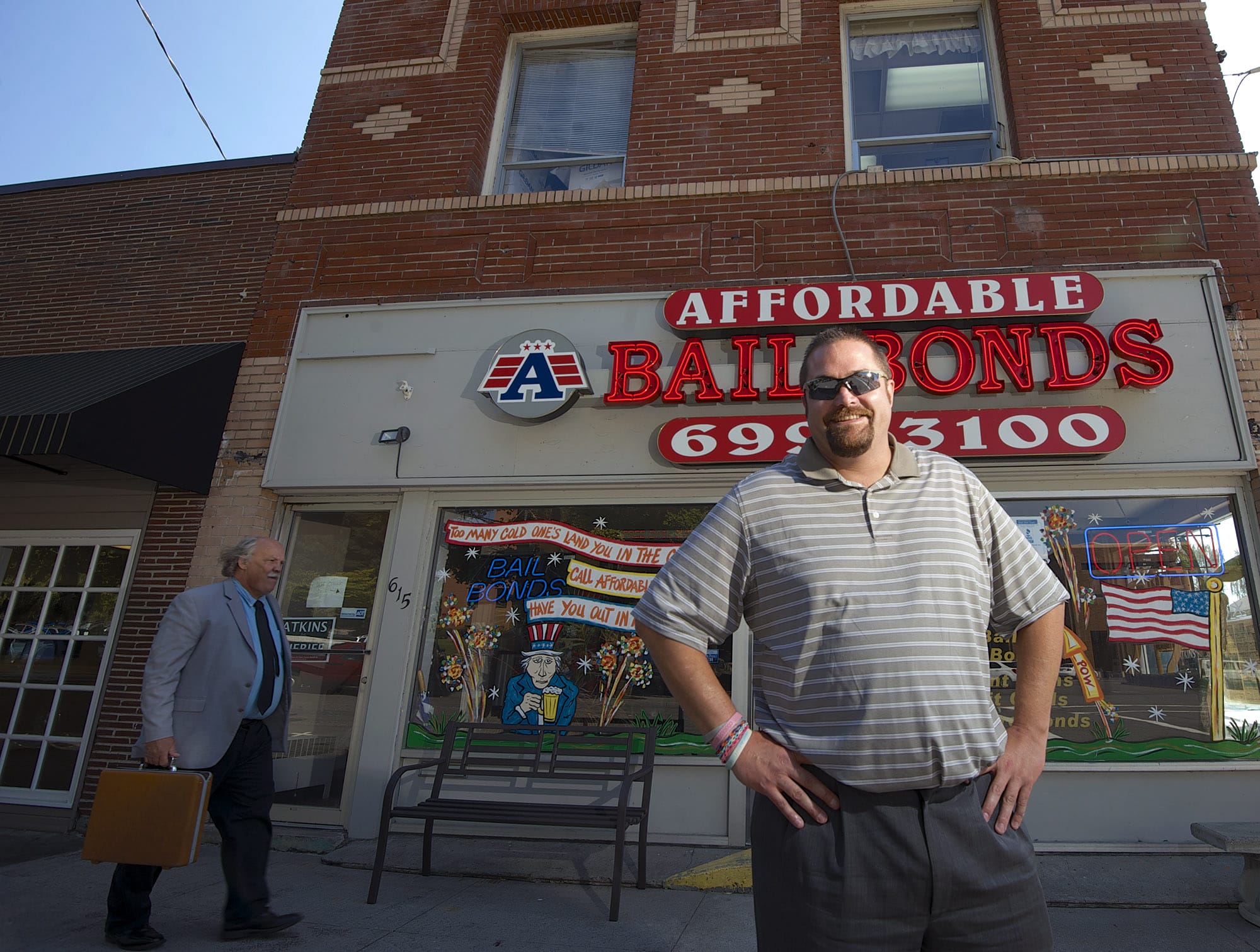 Affordable Bail Bonds Manager Jeremy Hubbard stands outside his business Aug.