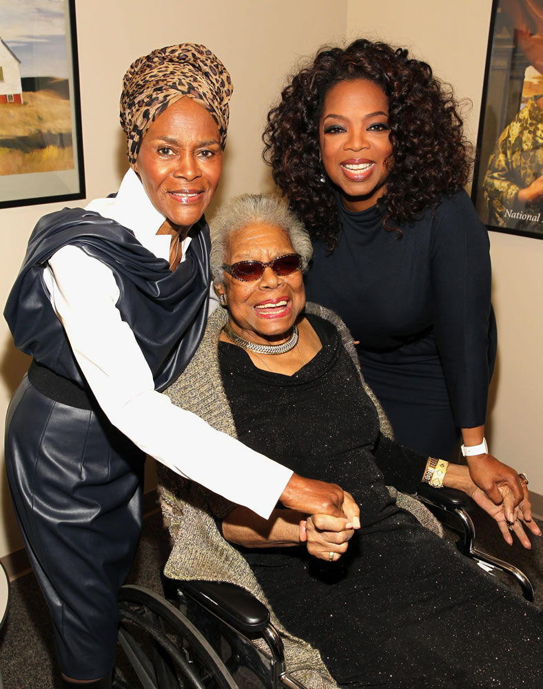 AP Images for National Portrait Gallery
Cicely Tyson, from left, Maya Angelou and Oprah Winfrey pose for a photo in April backstage at Angelou's portrait unveiling at the Smithsonian's National Portrait Gallery in Washington. Angelou died Wednesday. She was 86.