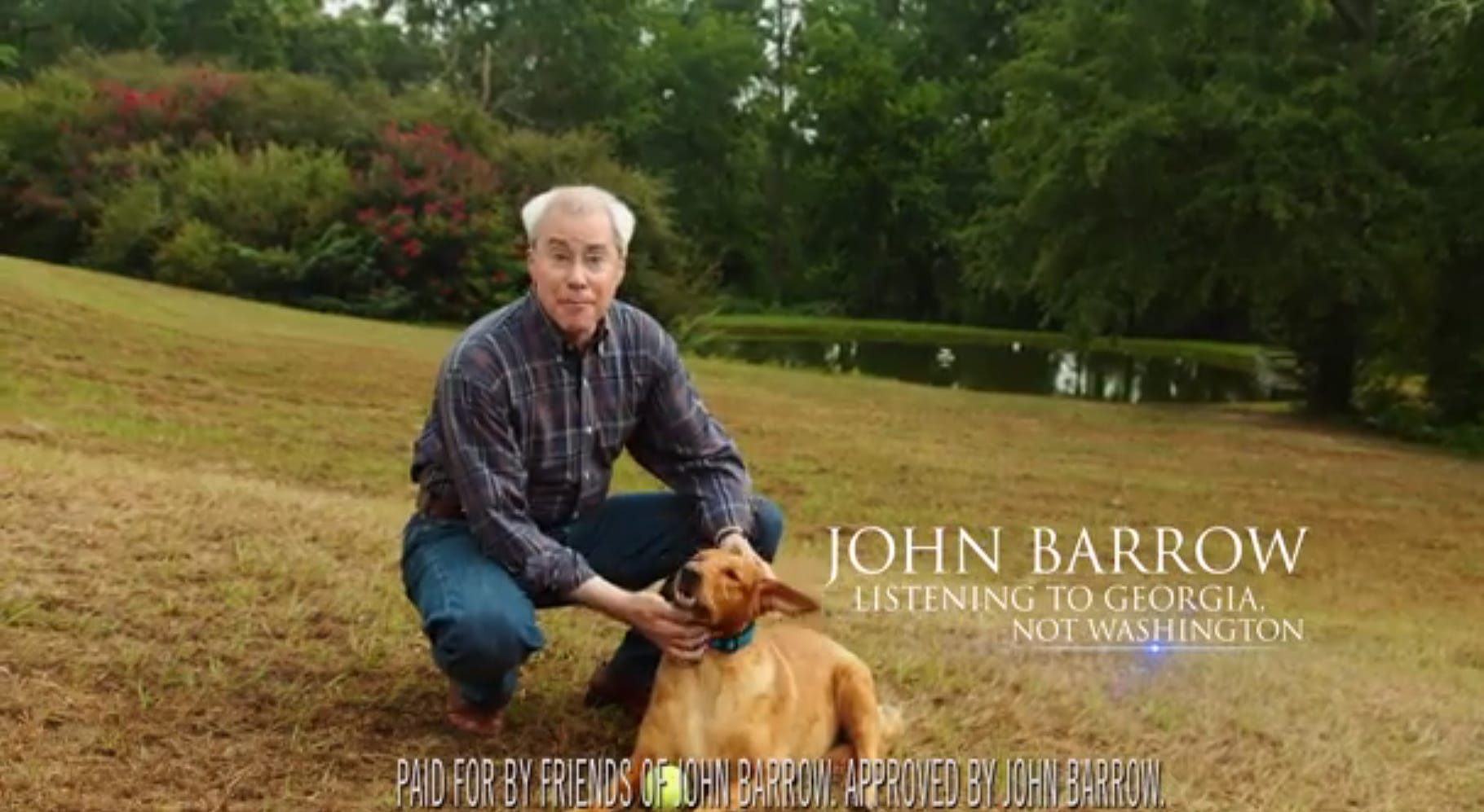 A campaign ad for Rep. John Barrow, D-Ga. and his dog. It's a jungle out there in political television advertising, what with parrots, chicks, dogs and pigs taking turns in commercials that bite and scratch in a way no nonpartisan pet ever would. Barrow unleashed a golden retriever in the first television ad of his campaign for a new term.