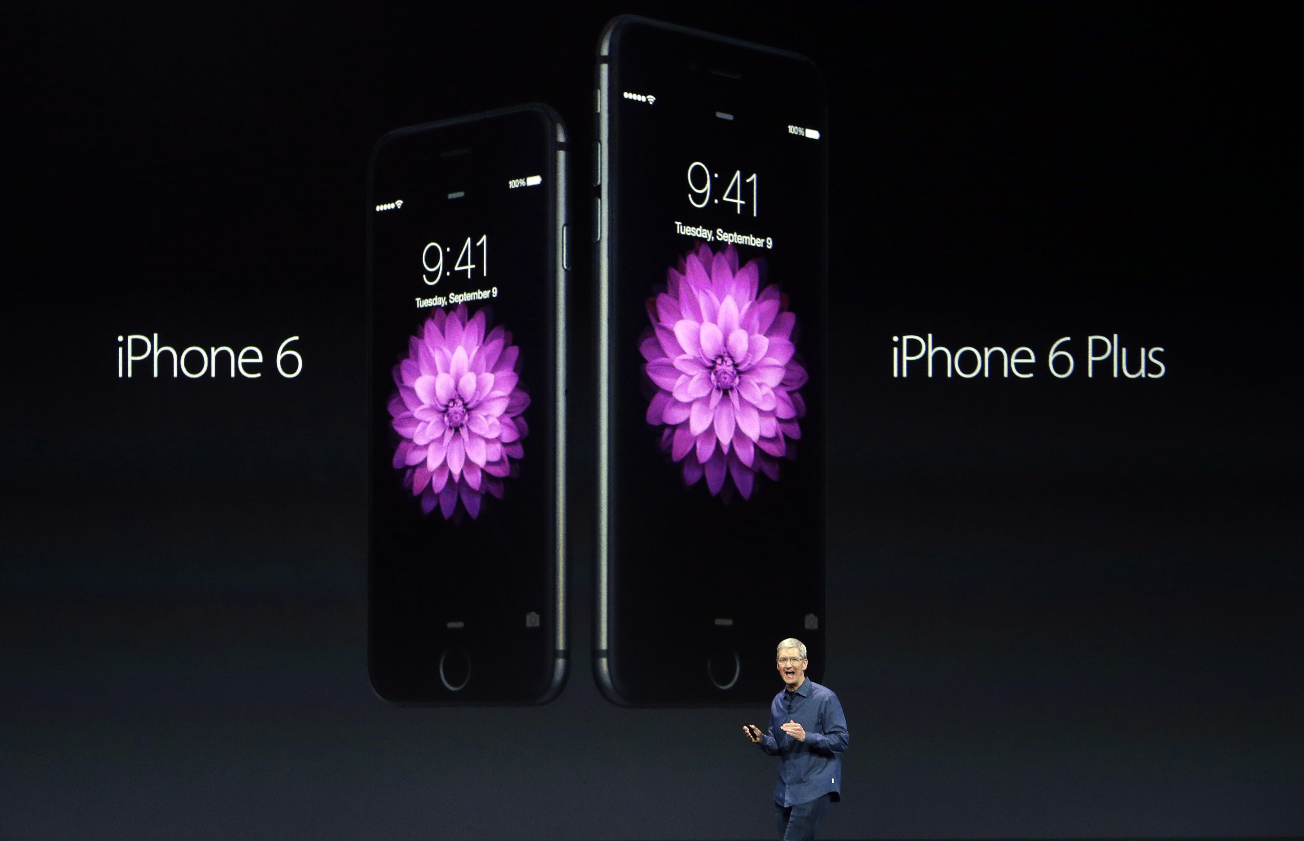 Apple CEO Tim Cook introduces the new iPhone 6 and iPhone 6 Plus on Tuesday in Cupertino, Calif.
