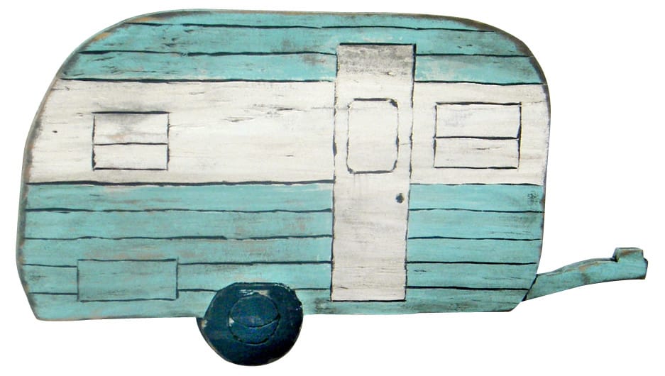 One Kings Lane
Southern artist Gregory Morris was inspired by his roots to create this wall art featuring a vintage camper image screened onto pine plywood. Similar styles are available at www.onekingslane.com.