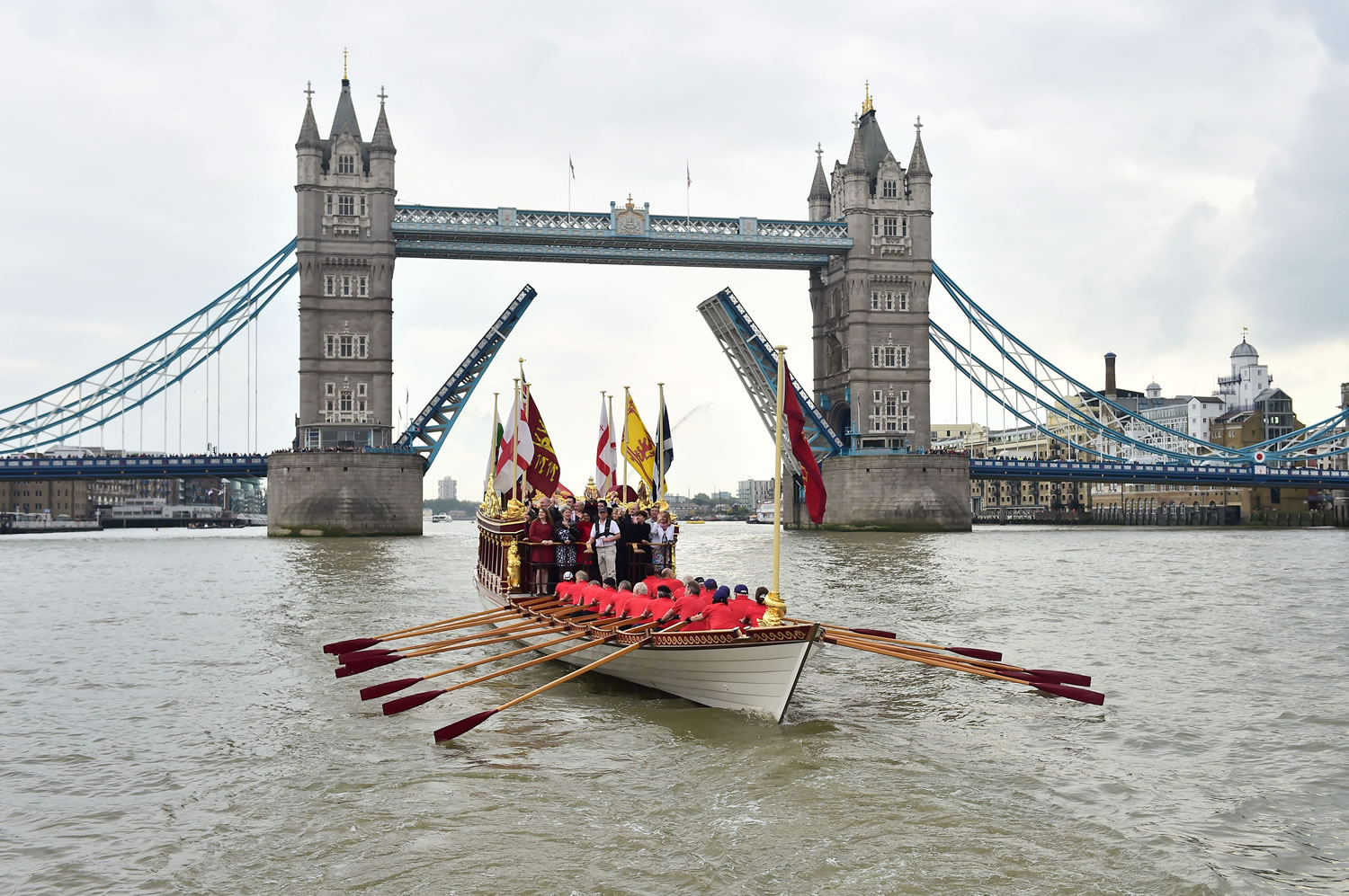 A Royal River Salute sails under Tower Bridge to celebrate Queen Elizabeth II becoming the longest reigning British monarch, in London on Wednesday.  The Queen on Wednesday became the longest ever reigning monarch in British history surpassing Queen Victoria who served for 63 years and seven months.