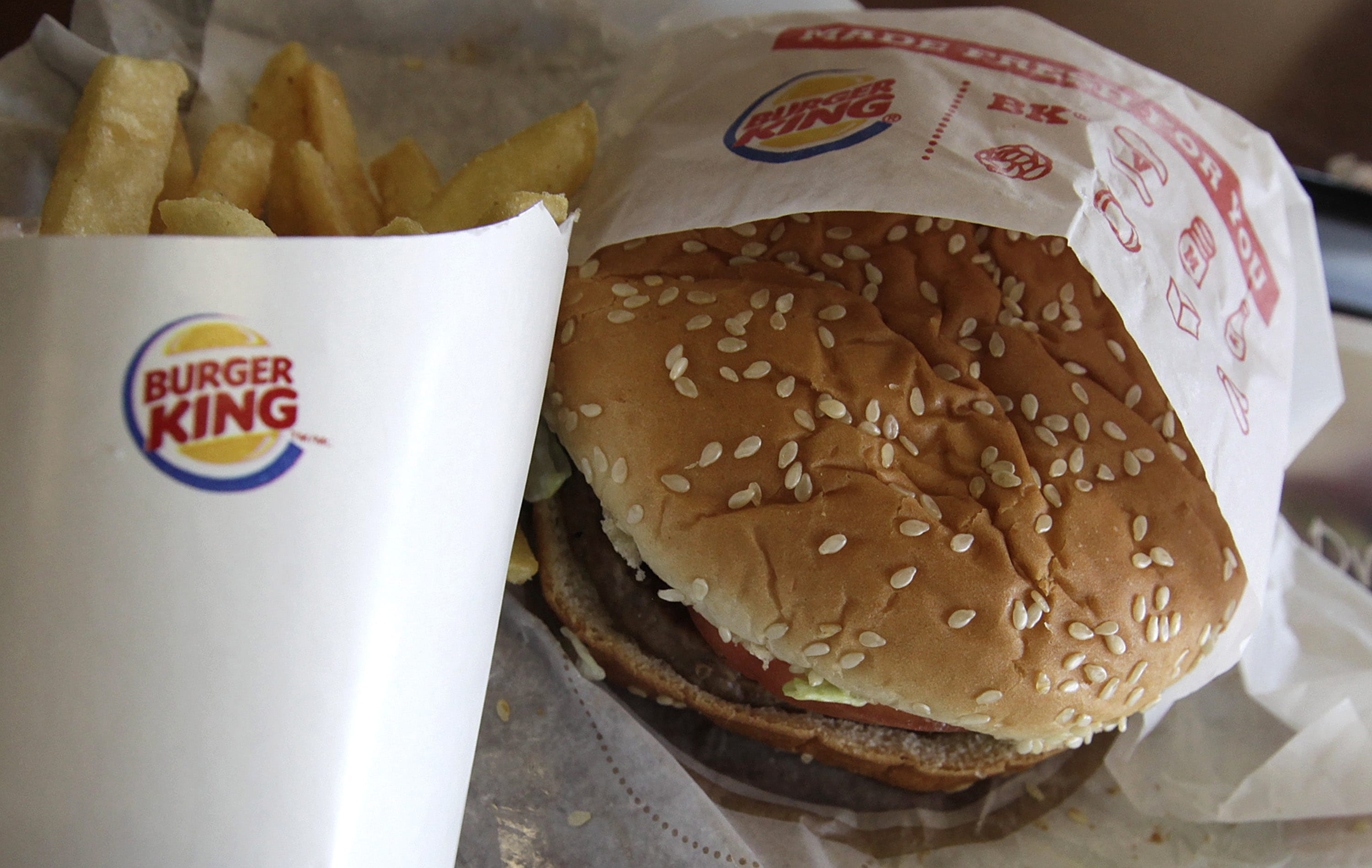 A burger and fries at a Burger King in Richardson, Texas.