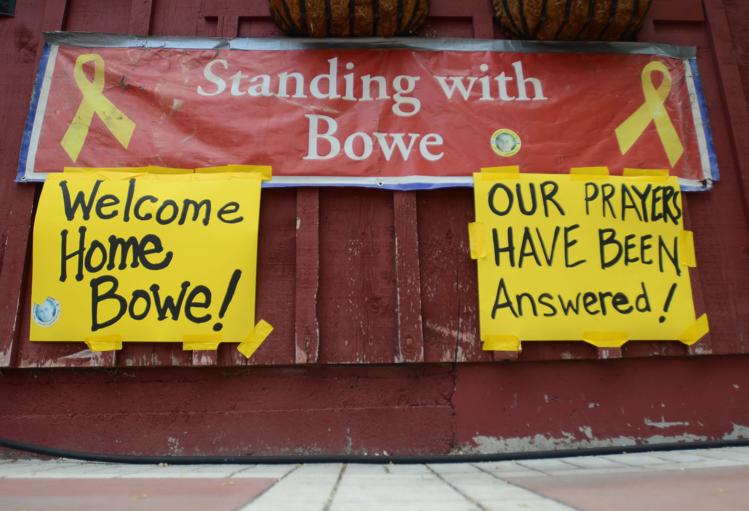 New signs hang at Zaney's coffee house in Hailey, Idaho on Saturday after the announcement that U.S. Army Sgt. Bowe Bergdahl has been released from captivity. Bergdahl, 28, had been held prisoner by the Taliban since June 30, 2009. He was handed over to U.S.