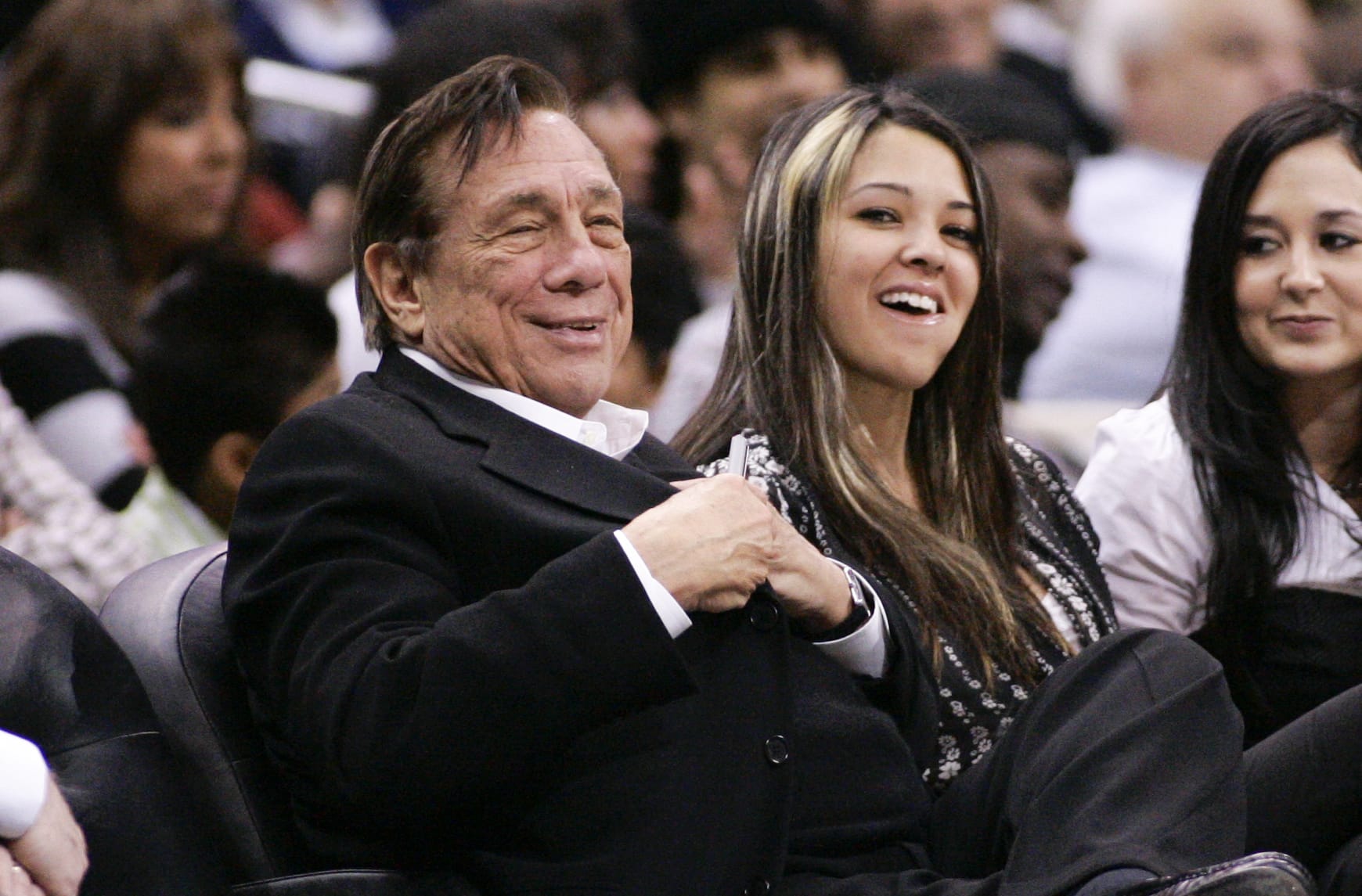 Los Angeles Clippers owner Donald Sterling attends an NBA basketball game.