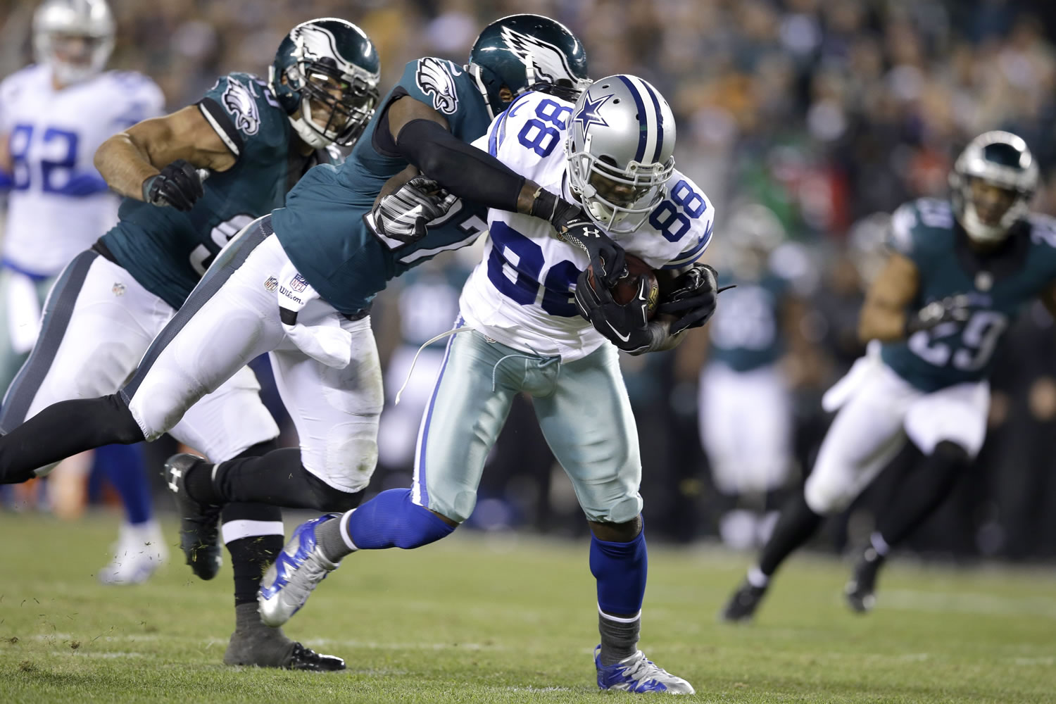 Dallas Cowboys' Dez Bryant rushes during the second half against the Philadelphia Eagles, Sunday, Dec. 14, 2014, in Philadelphia.