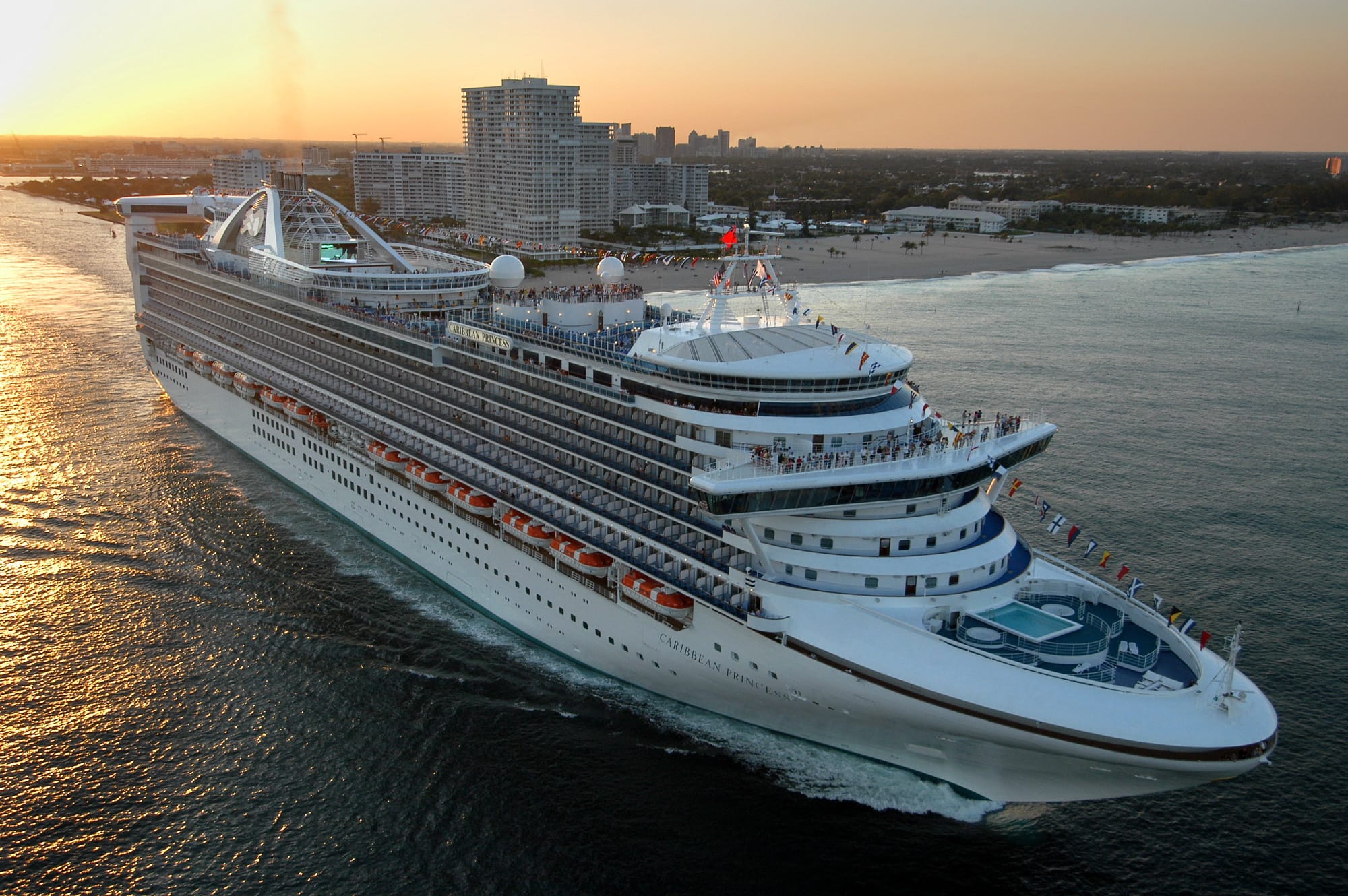 The new Caribbean Princess departs on its maiden voyage from Port Everglades in Fort Lauderdale, Fla., in April 2004.