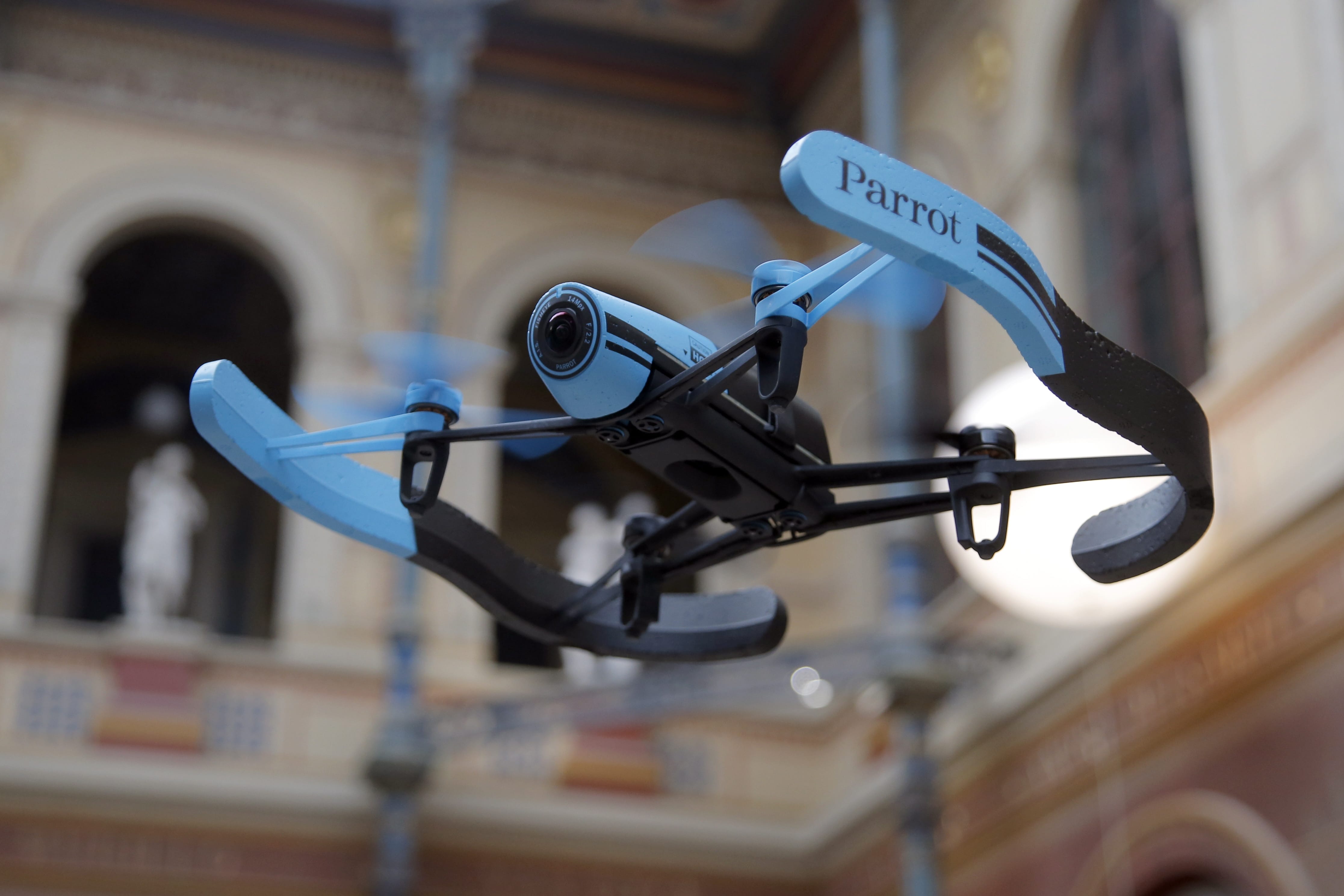 A drone flies during a November presentation to the press in Paris, France.