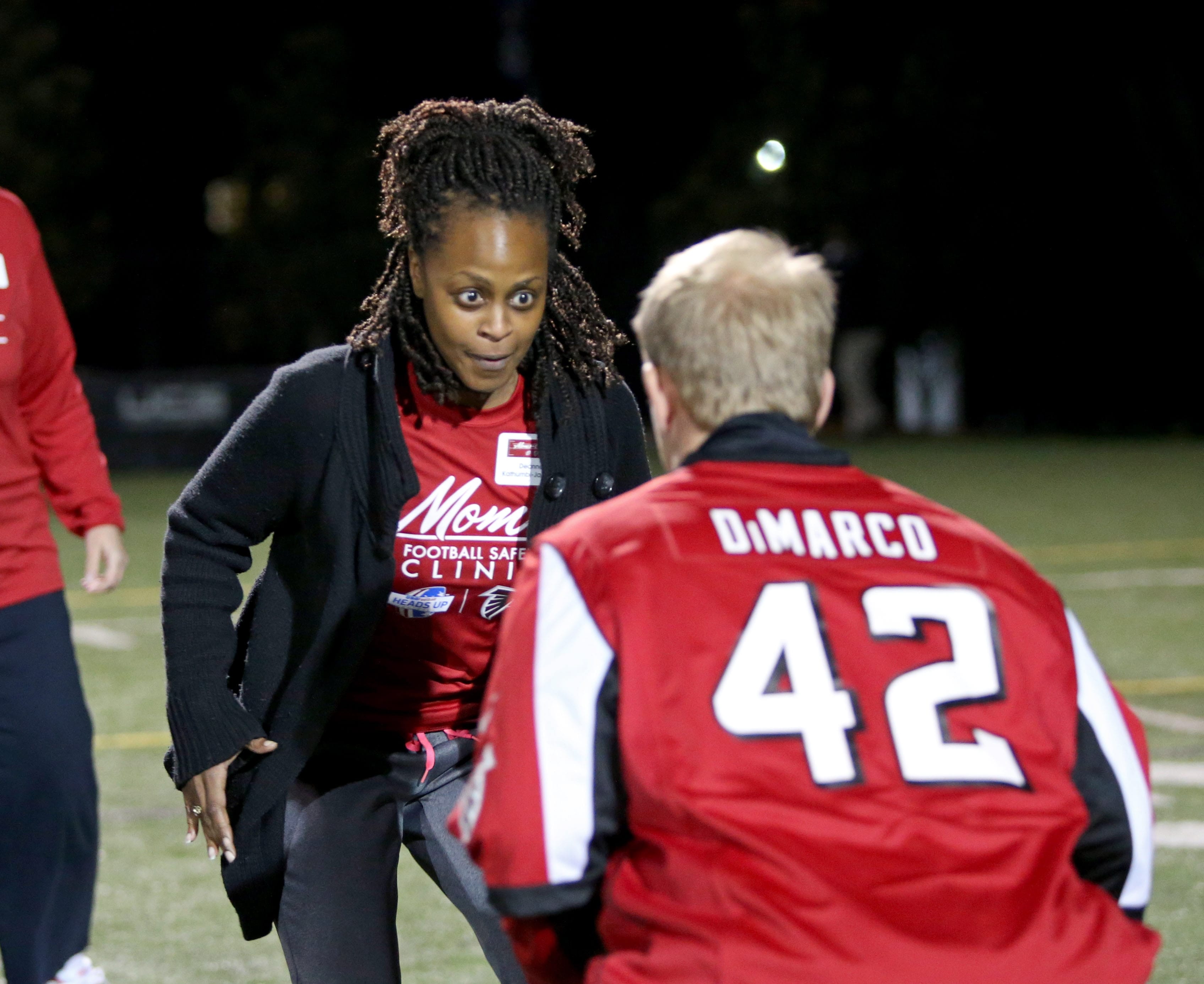 Deanna Kathumbi-Jackson was one of 176 mothers who attended a youth football safety clinic hosted by the Atlanta Falcons on Tuesday.