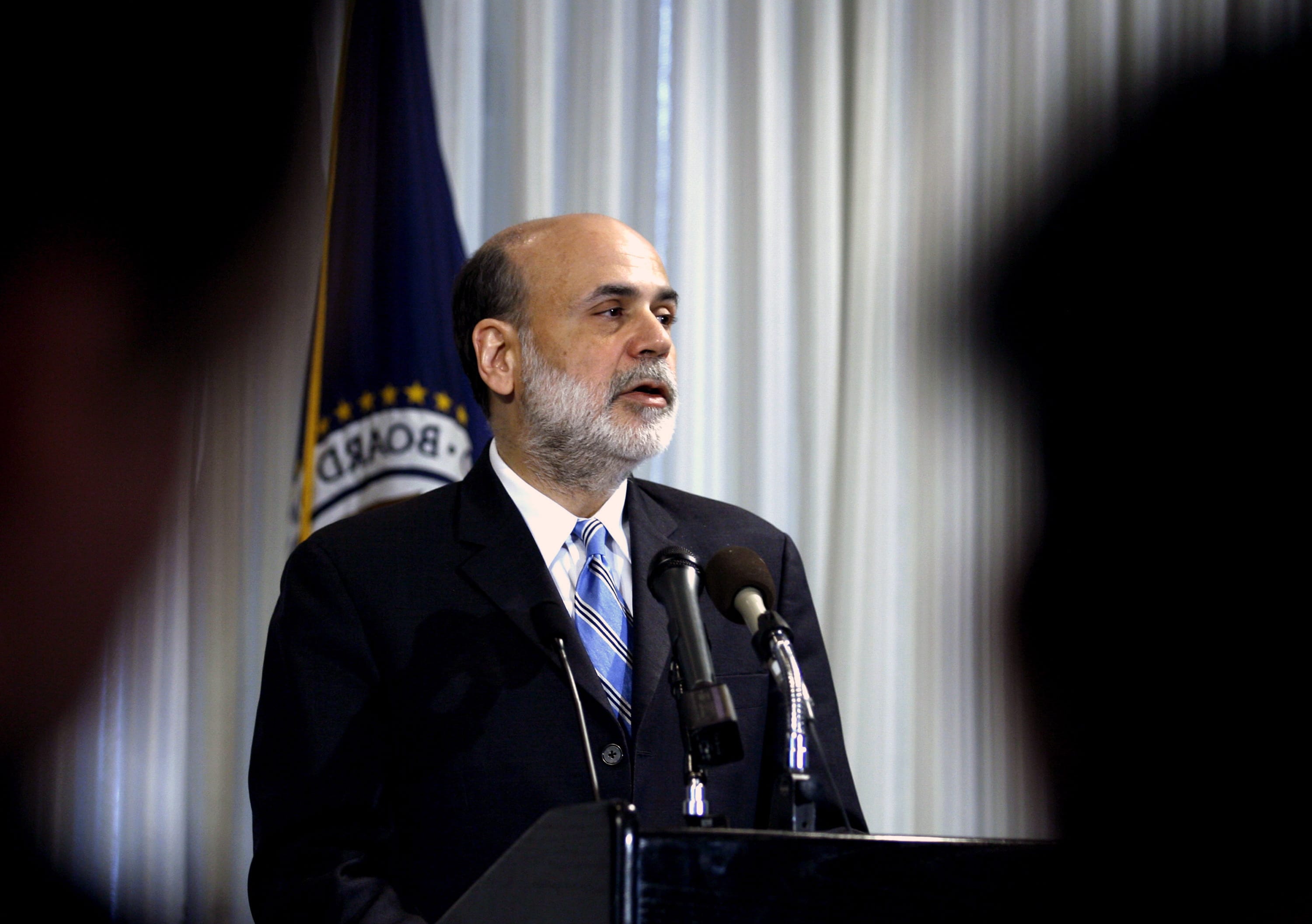 Ben Bernanke, then chairman of the Federal Reserve, speaks Dec. 4, 2008, on housing and housing finance, at the Federal Reserve in Washington.
